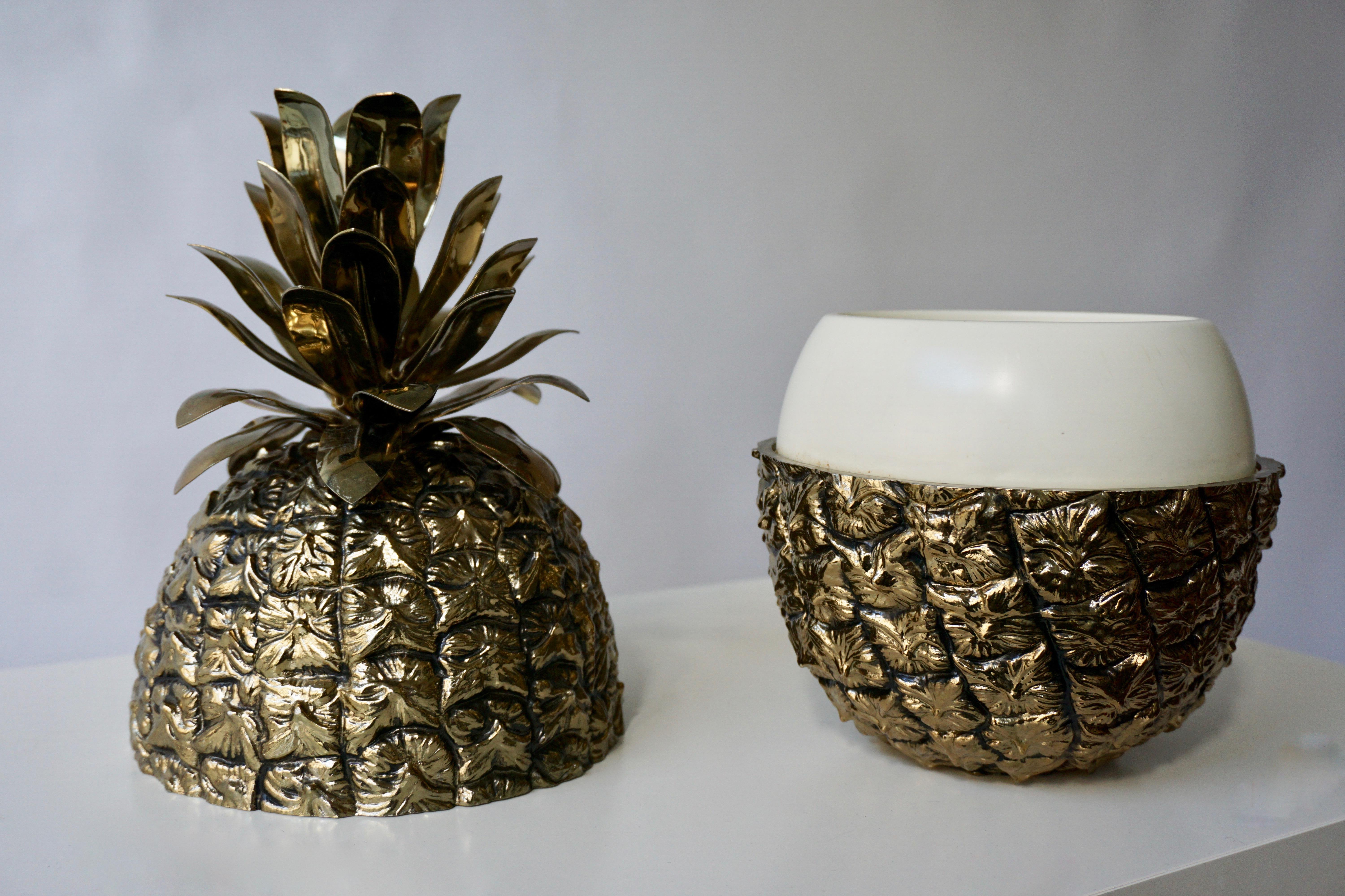 Mid-Century Modern Vintage Brass Pineapple Ice Bucket