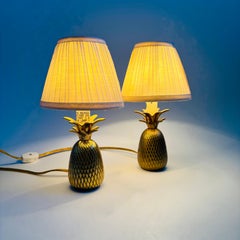 Vintage Brass Pineapple Lamps - Set of 2