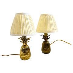 Vintage Brass Pineapple Lamps - Set of 2