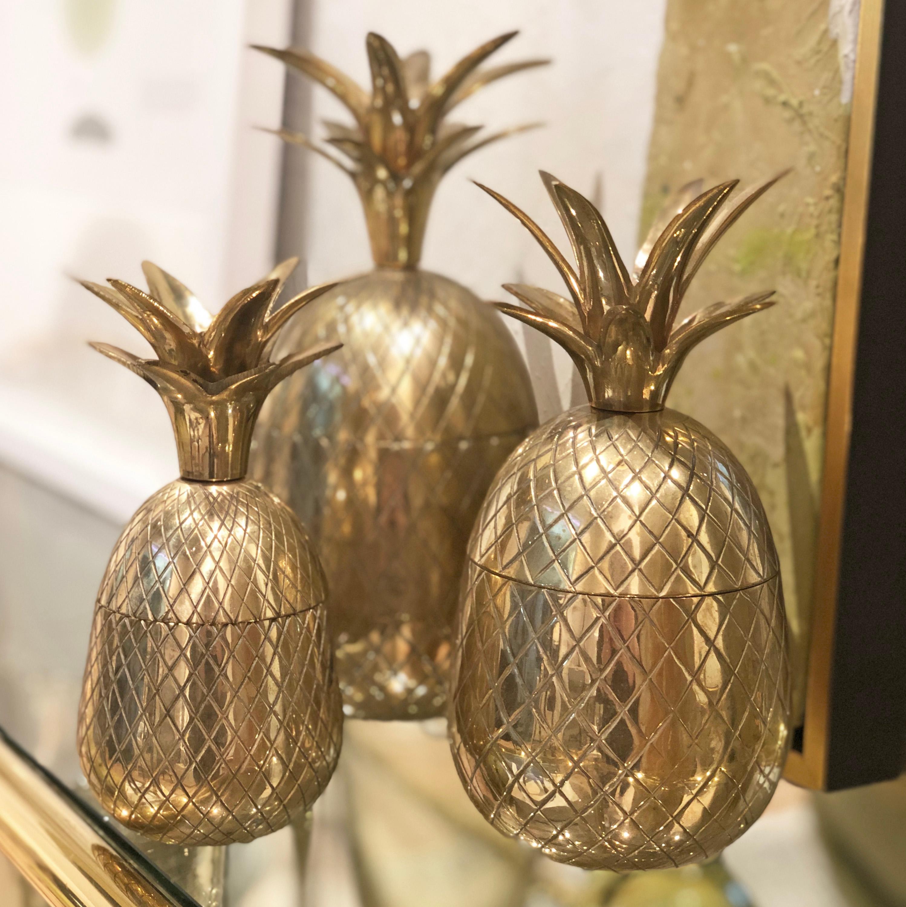 Mid-20th Century Vintage Brass Pineapples