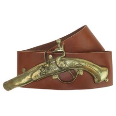 Vintage Brass Pistol Leather Belt