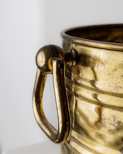 Fioriera o contenitore per vino in ottone vintage con doppia maniglia, anni '70