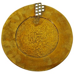 vintage brass plates Vintage Brass Plate or Dish with Square Holes from the 1970s