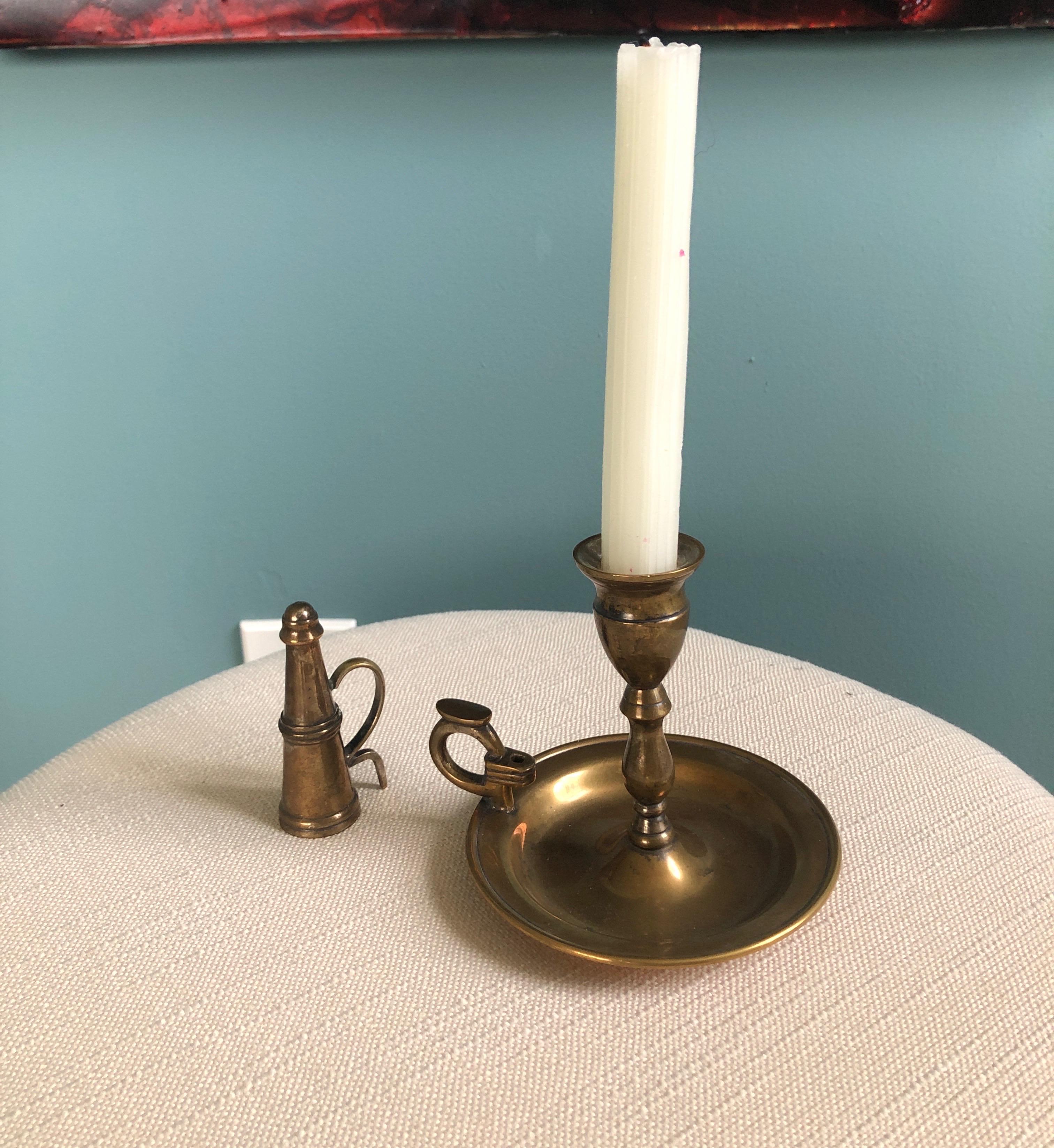 Bohemian Vintage Brass-Plated Round Candleholder with Snuffer