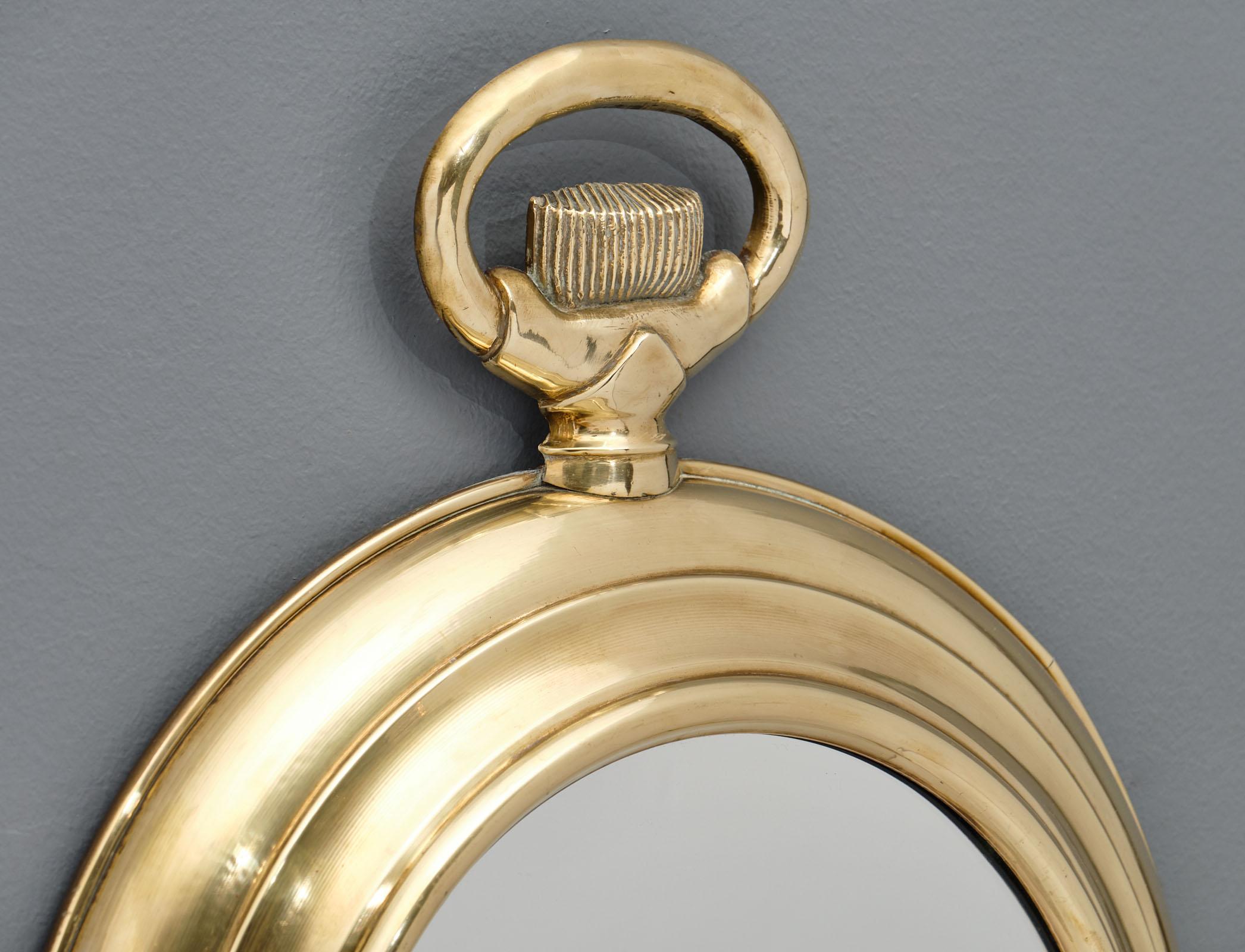 Art Deco Vintage Brass Pocket Watch Mirror