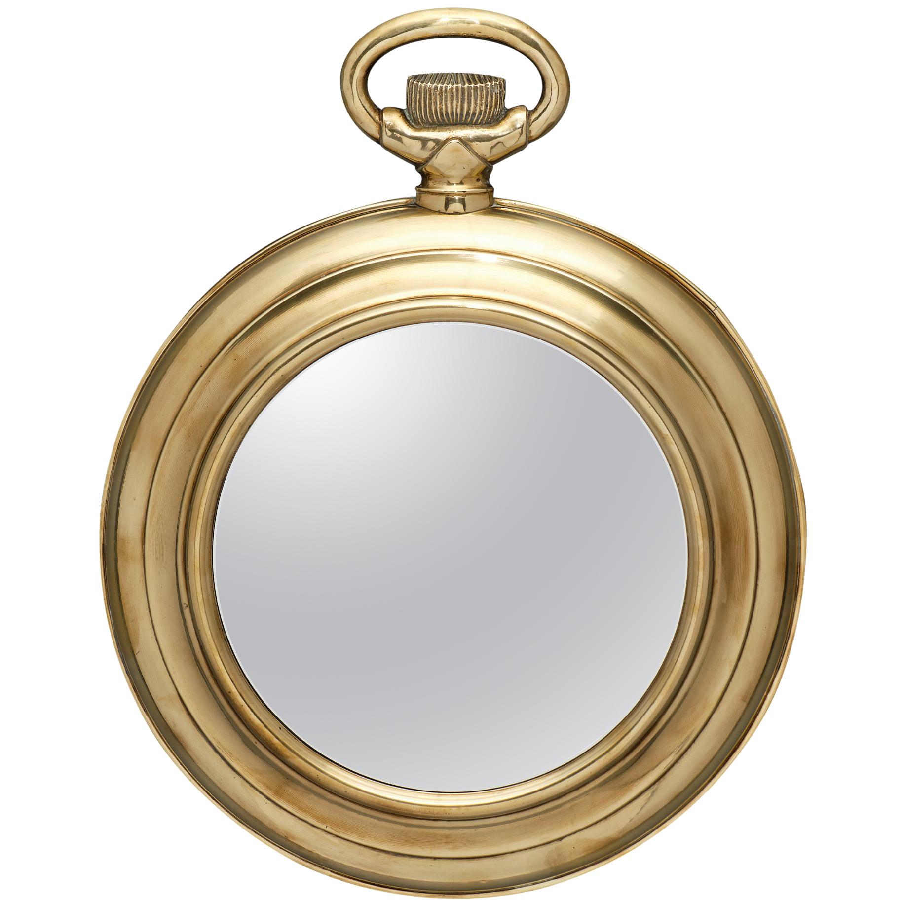 Vintage Brass Pocket Watch Mirror