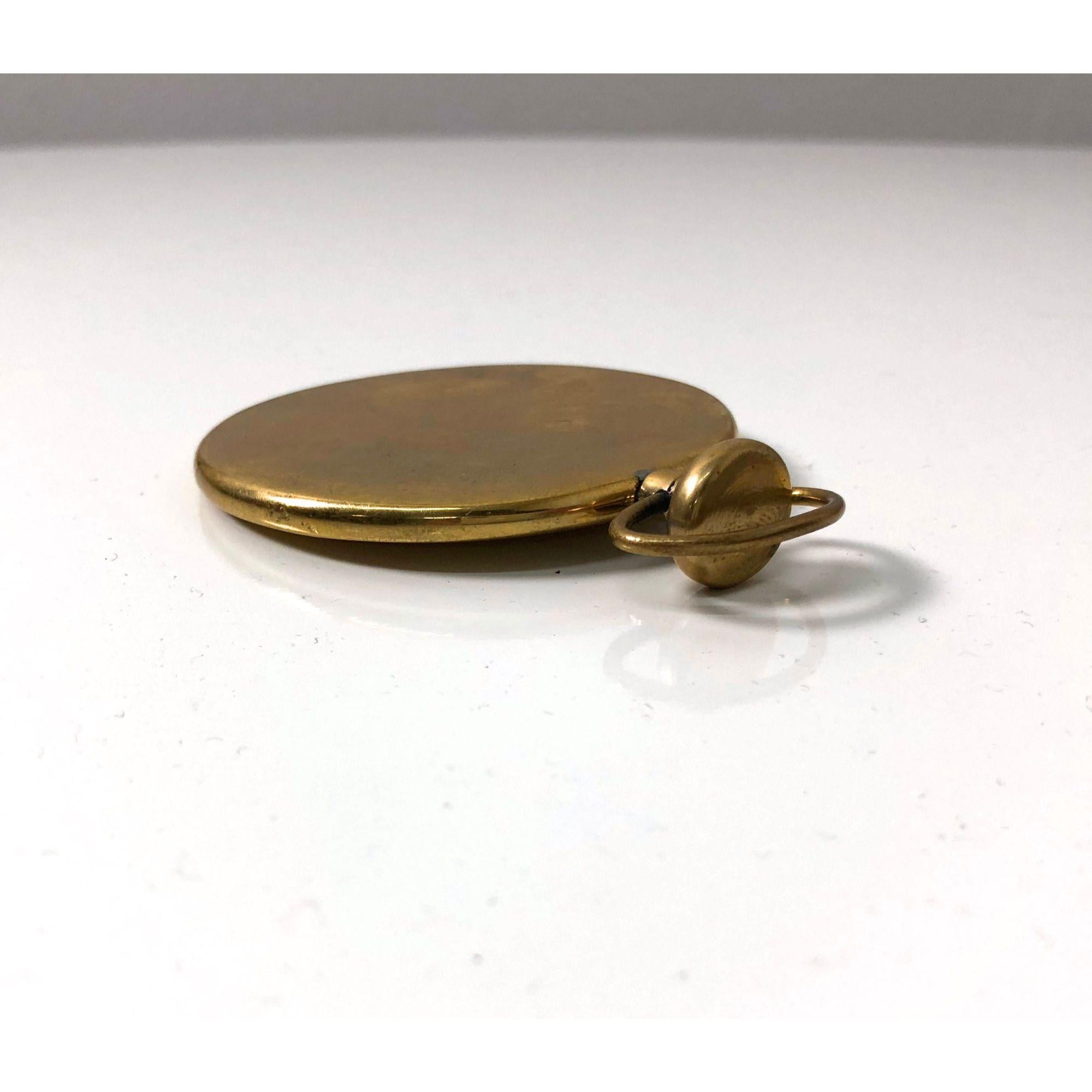 Mid-Century Modern Vintage Brass Pocket Watch / Paperweight Attributed to Carl Aubock, 1950's For Sale