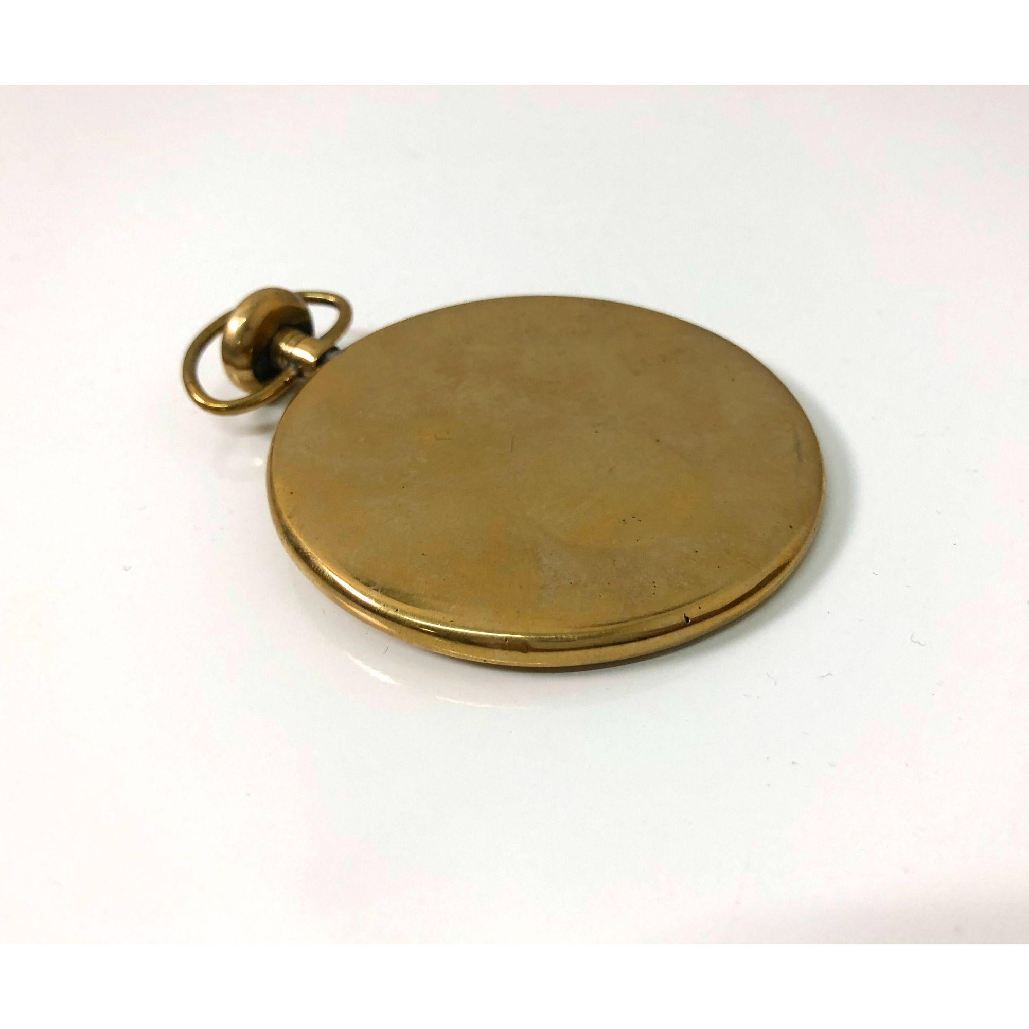 Vintage Brass Pocket Watch / Paperweight Attributed to Carl Aubock, 1950's In Good Condition For Sale In Troy, MI