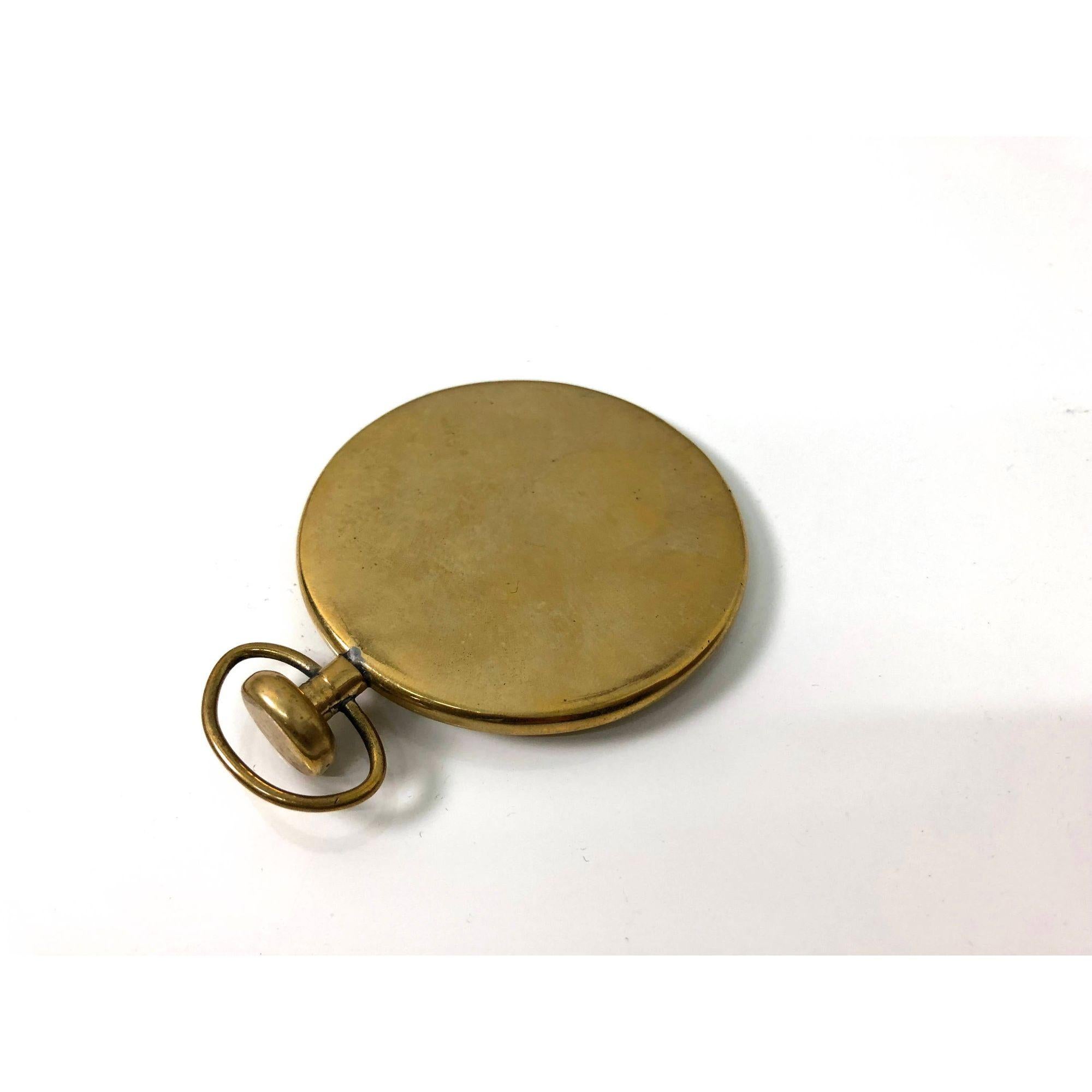 Vintage Brass Pocket Watch / Paperweight Attributed to Carl Aubock, 1950's For Sale 1