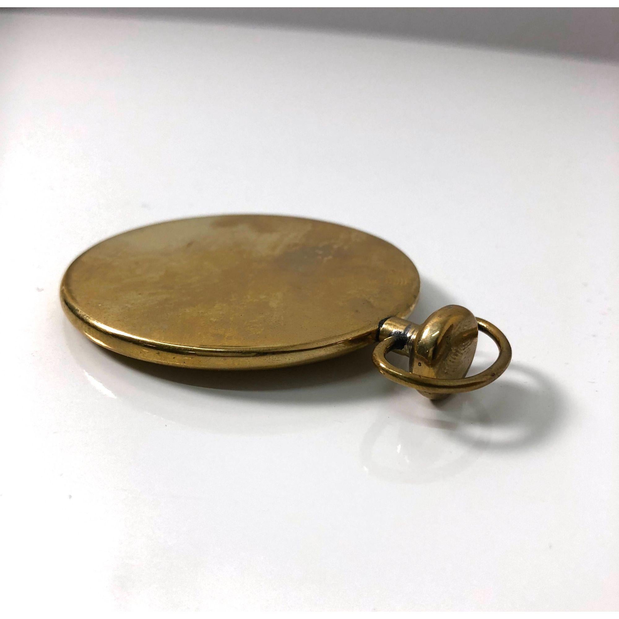 Vintage Brass Pocket Watch / Paperweight Attributed to Carl Aubock, 1950's For Sale 3