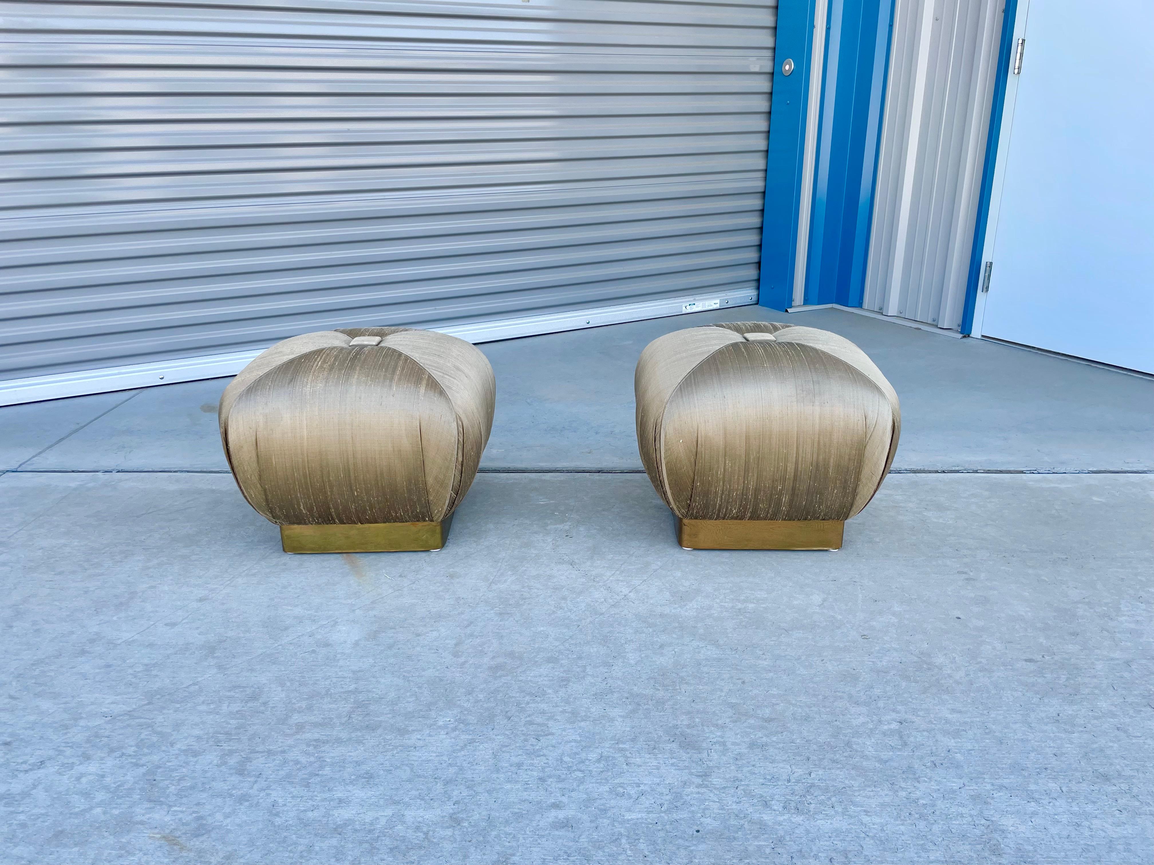 Mid-Century Modern Vintage Brass Poufs by Marge Carson