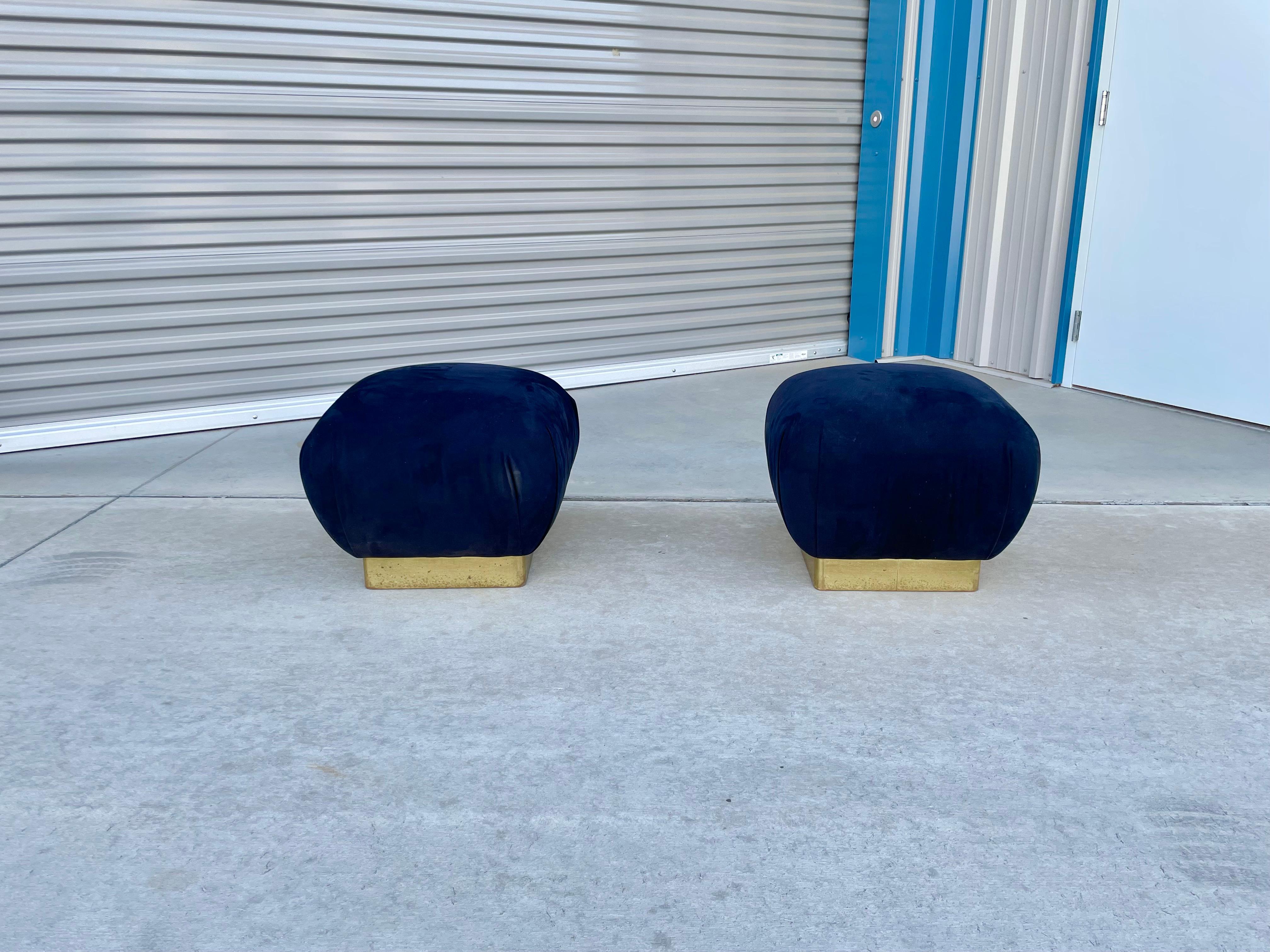 Mid-Century Modern Vintage Brass Poufs by Marge Carson For Sale