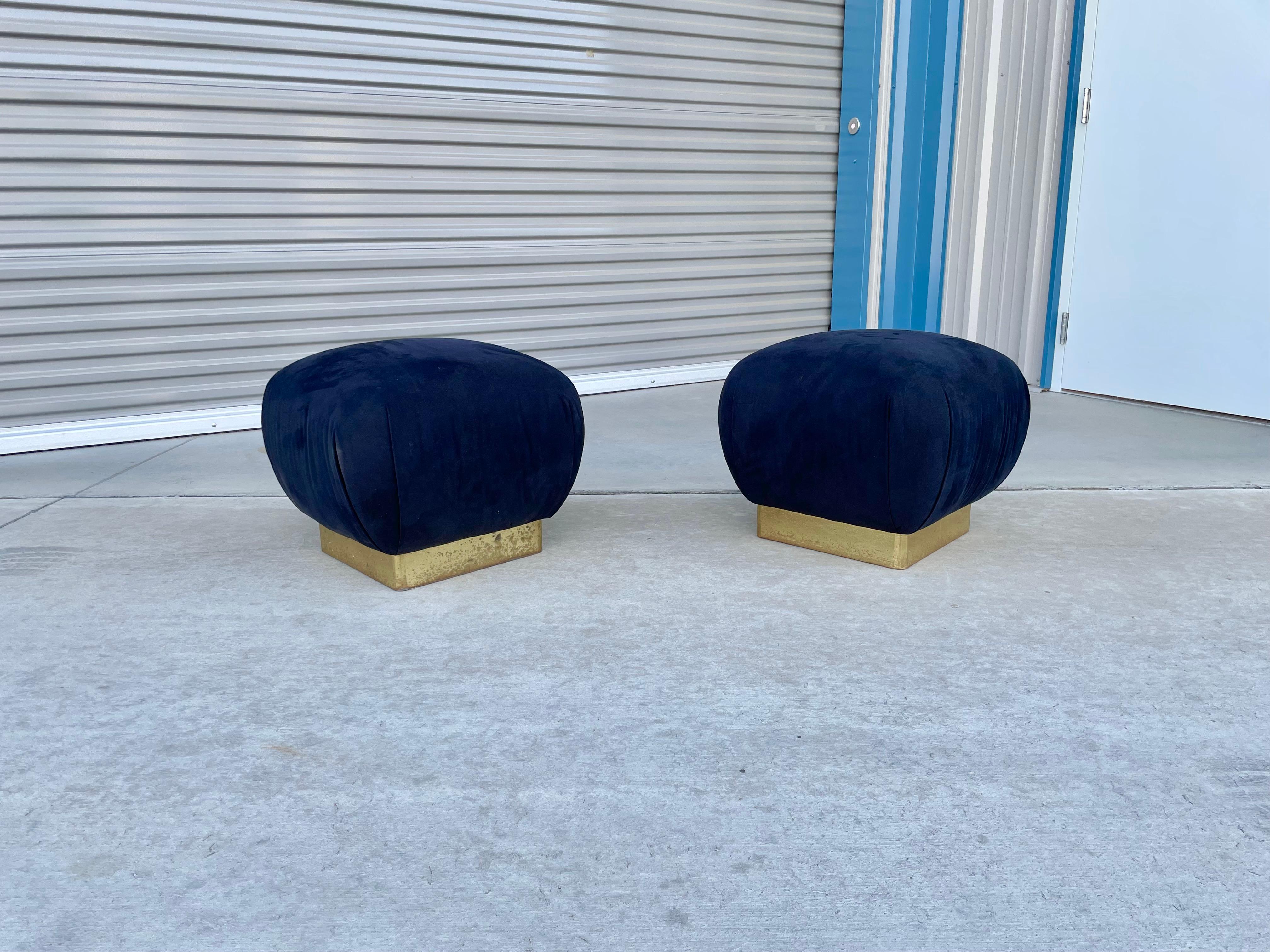 American Vintage Brass Poufs by Marge Carson For Sale