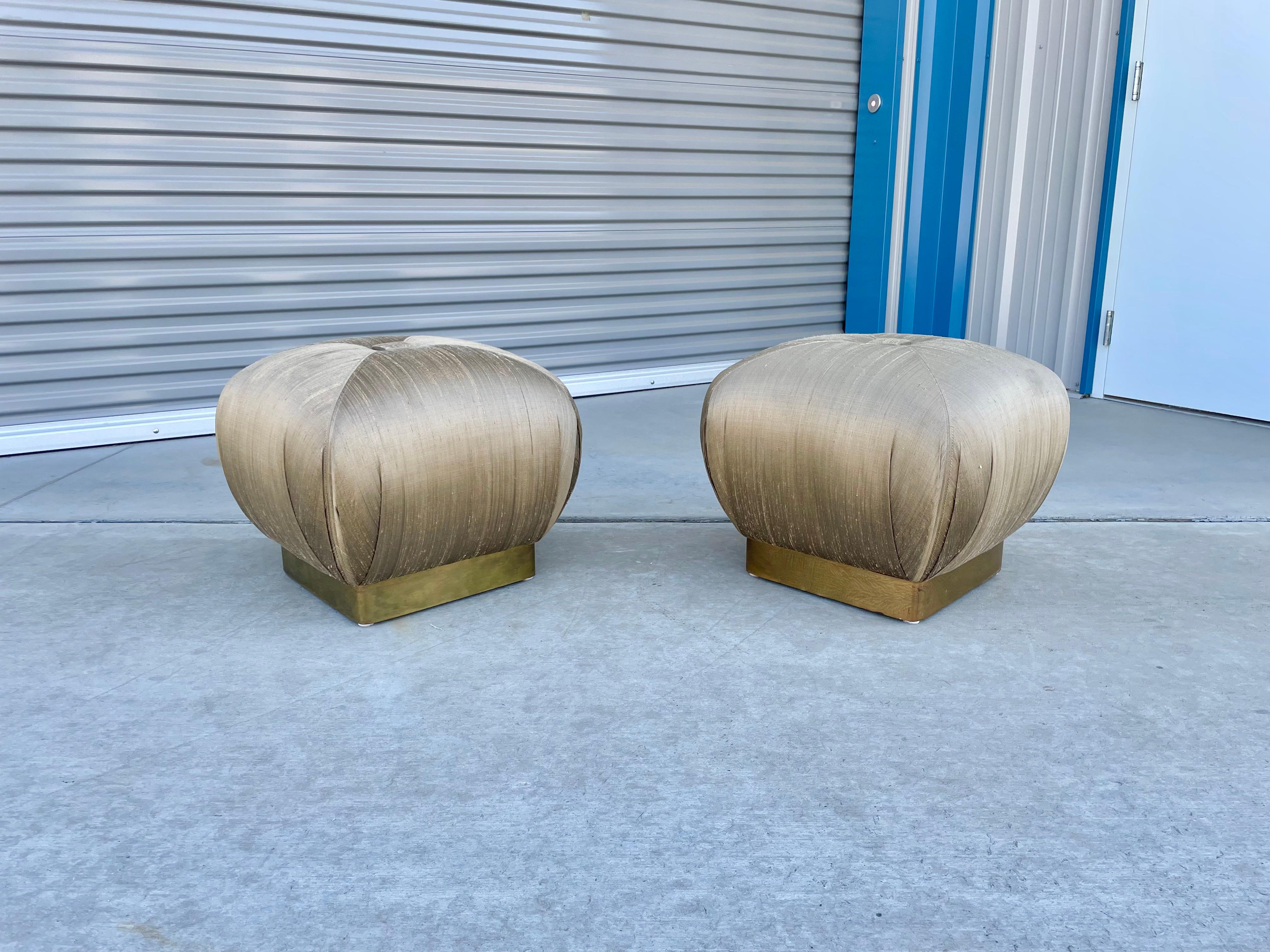 Vintage Brass Poufs by Marge Carson In Good Condition In North Hollywood, CA