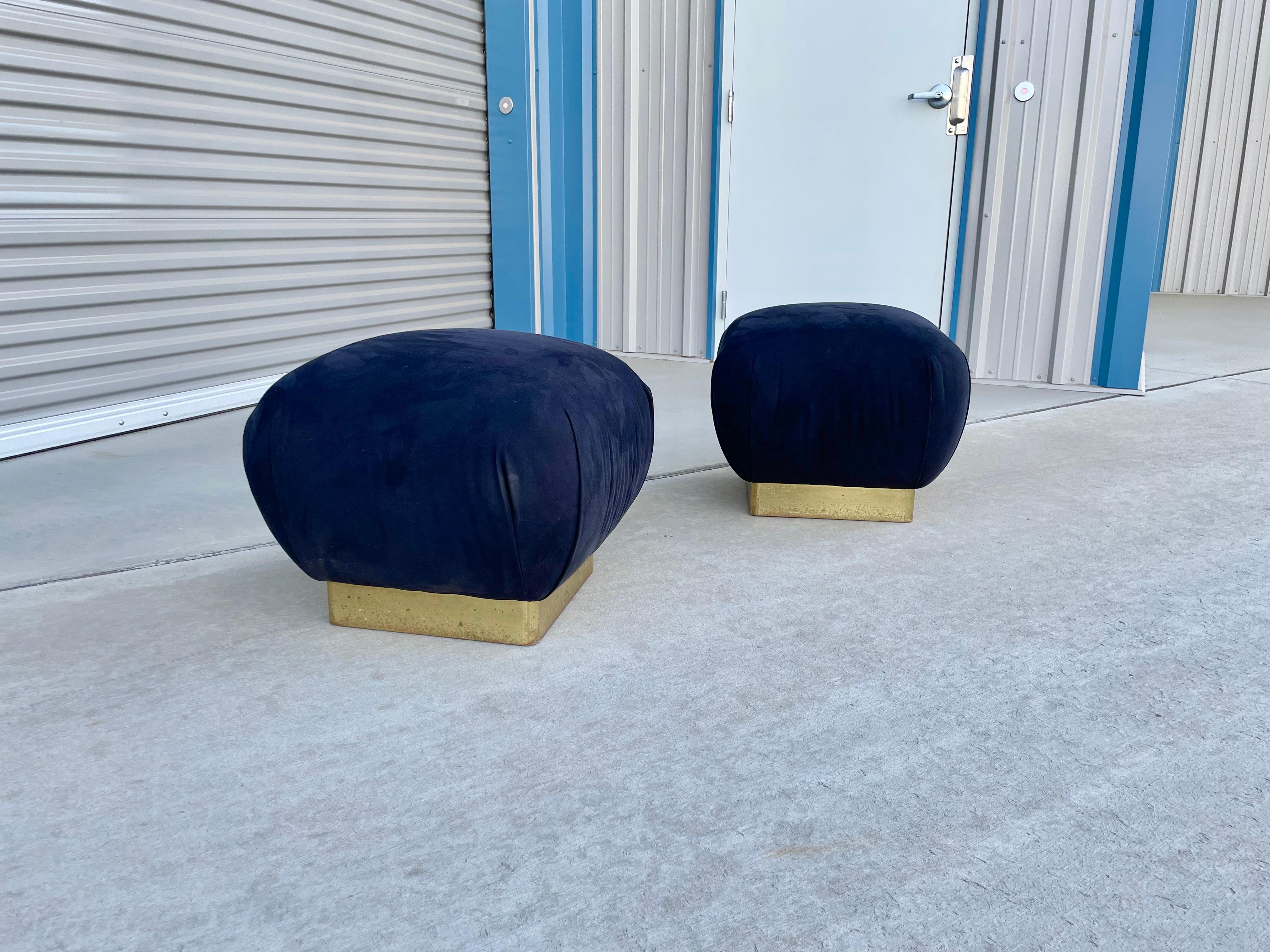 Vintage Brass Poufs by Marge Carson In Good Condition For Sale In North Hollywood, CA