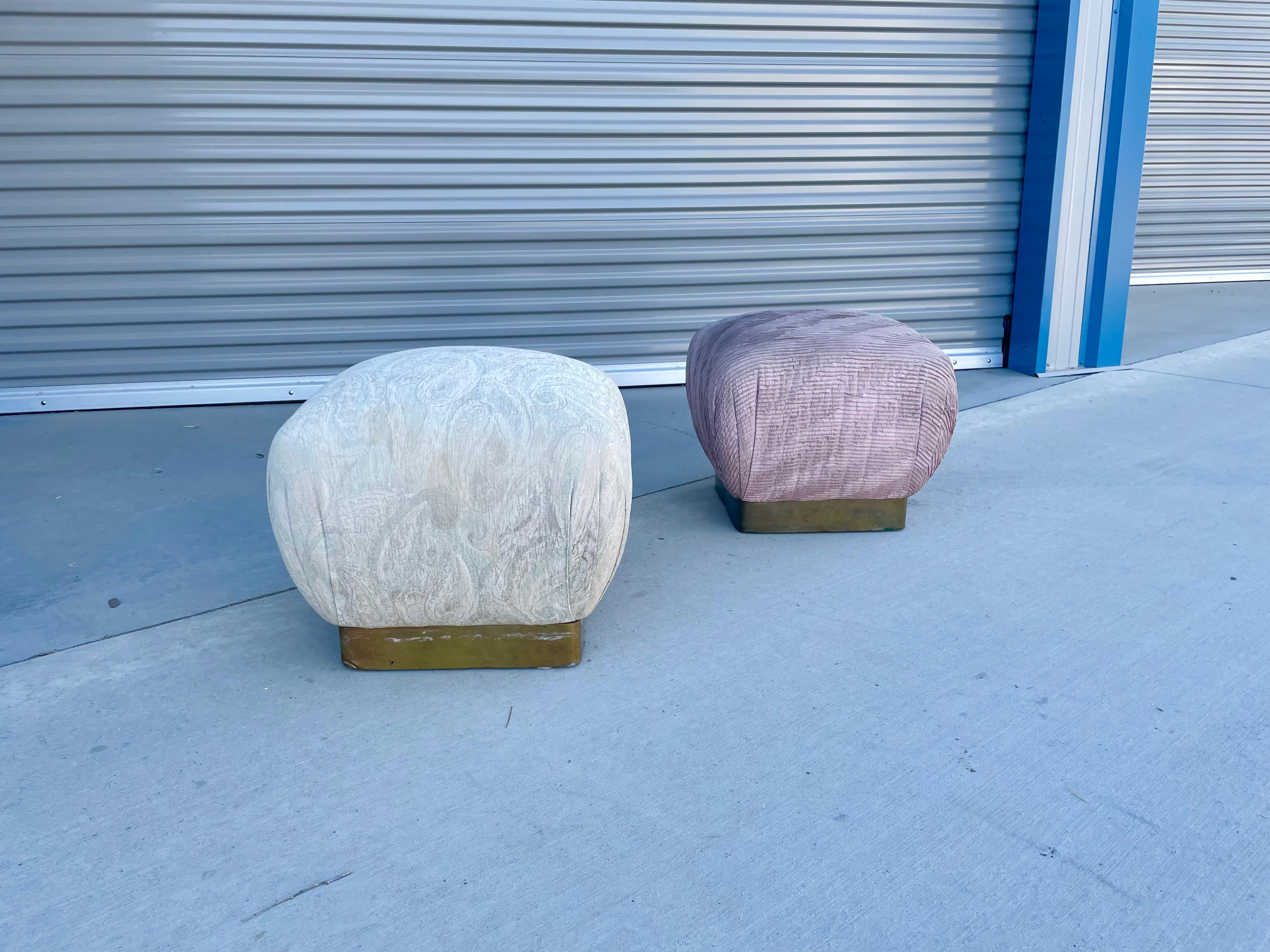 Vintage Brass Poufs by Marge Carson In Good Condition In North Hollywood, CA