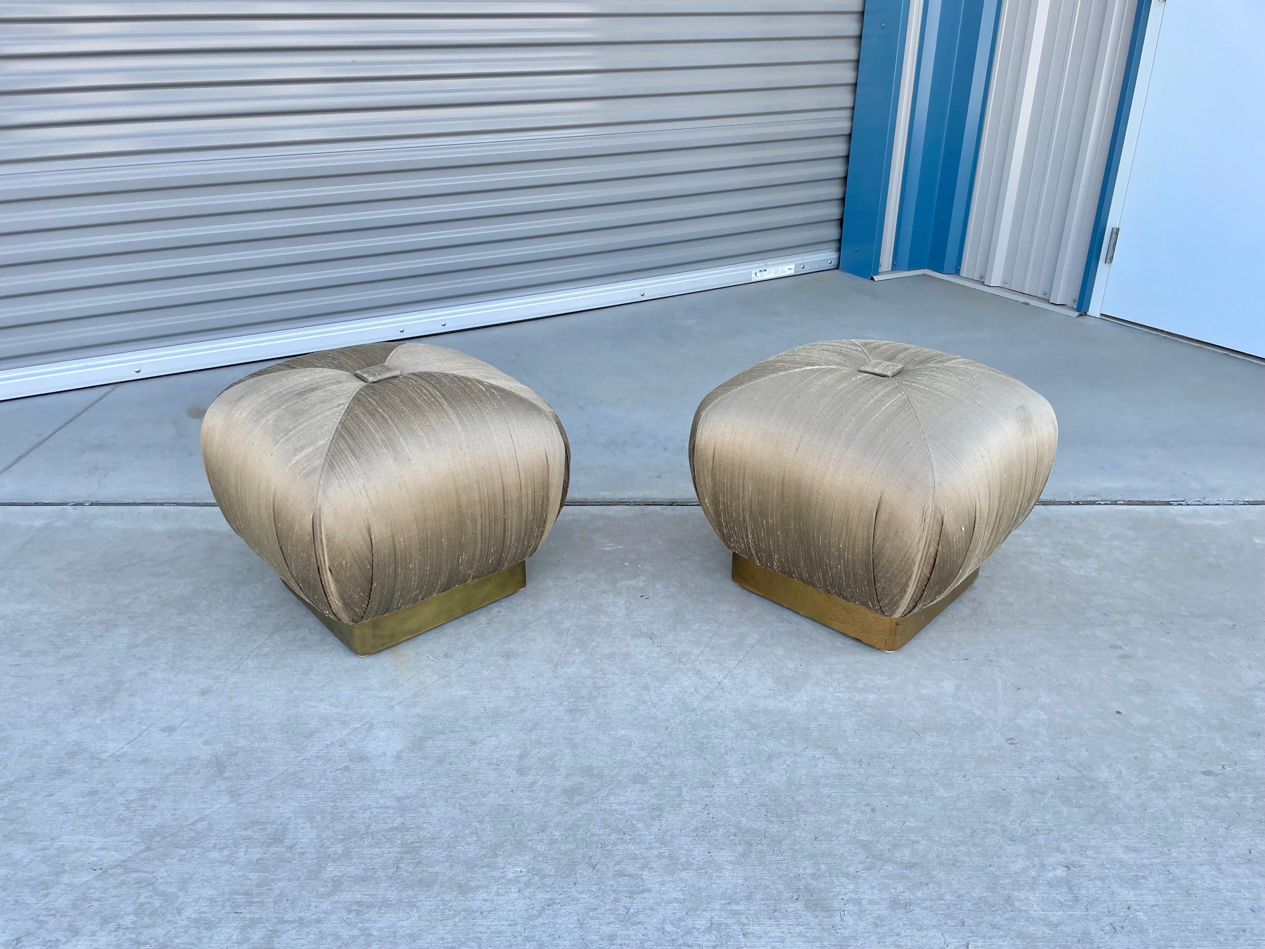 Late 20th Century Vintage Brass Poufs by Marge Carson