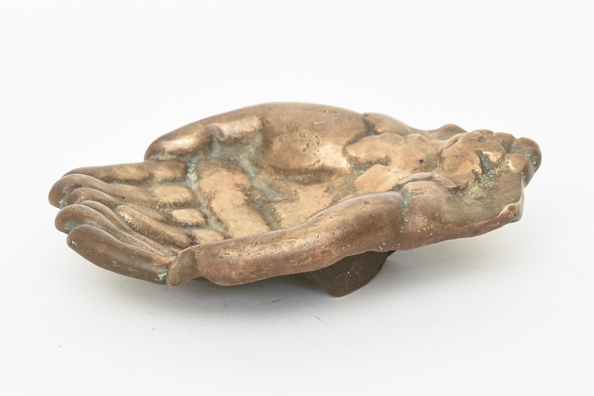Vintage Brass Praying Hands Paperweight, Desk Accessory, Bowl or Object For Sale 1