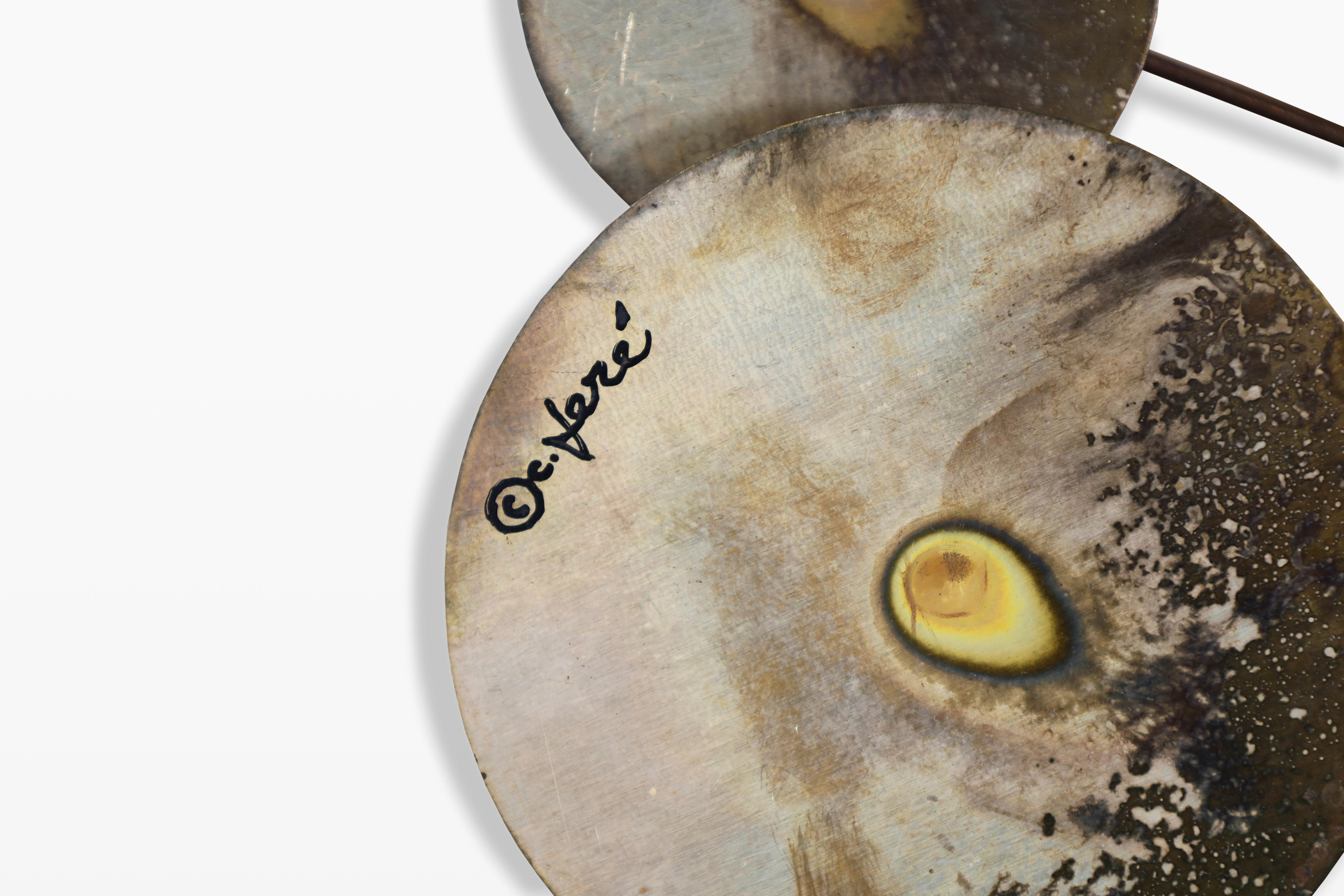 Specchio da parete in ottone vintage 