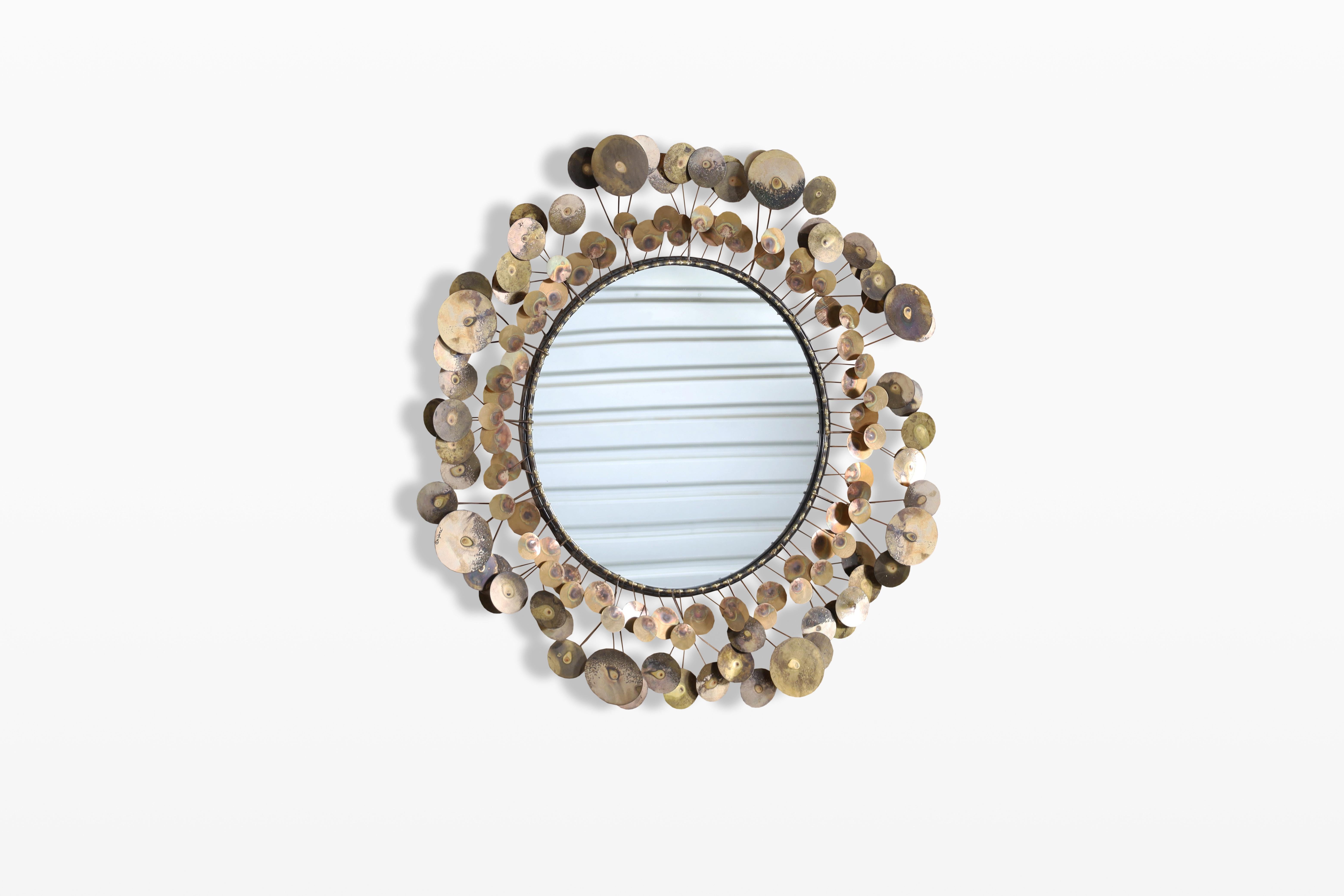 Specchio da parete in ottone vintage 