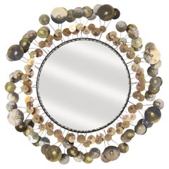Specchio da parete in ottone vintage "Raindrops" di Curtis Jere, Vintage By
