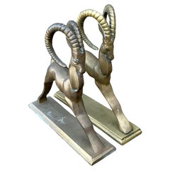Vintage Brass Ram Bookends - Set of 2