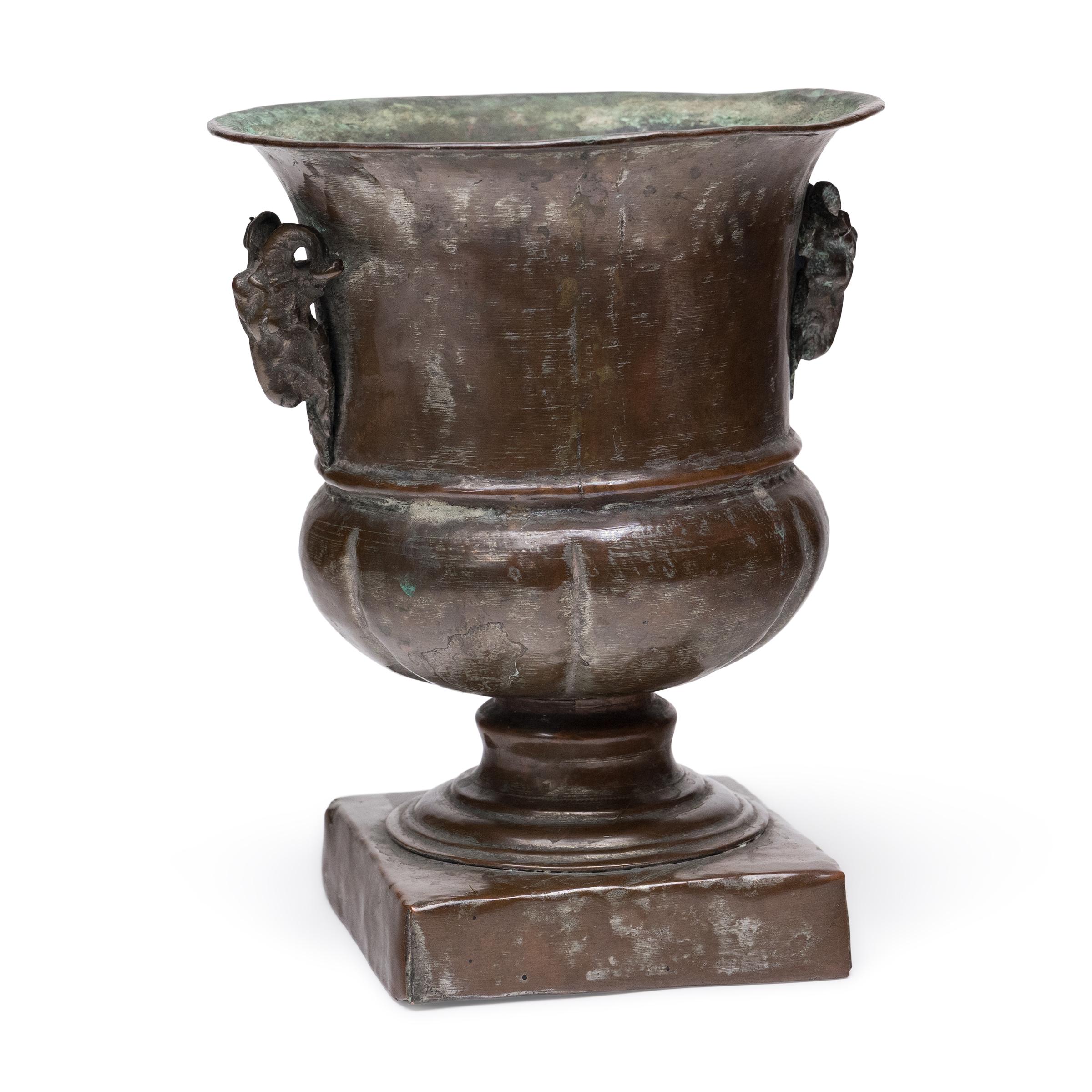 Vintage Brass Ram Head Urn