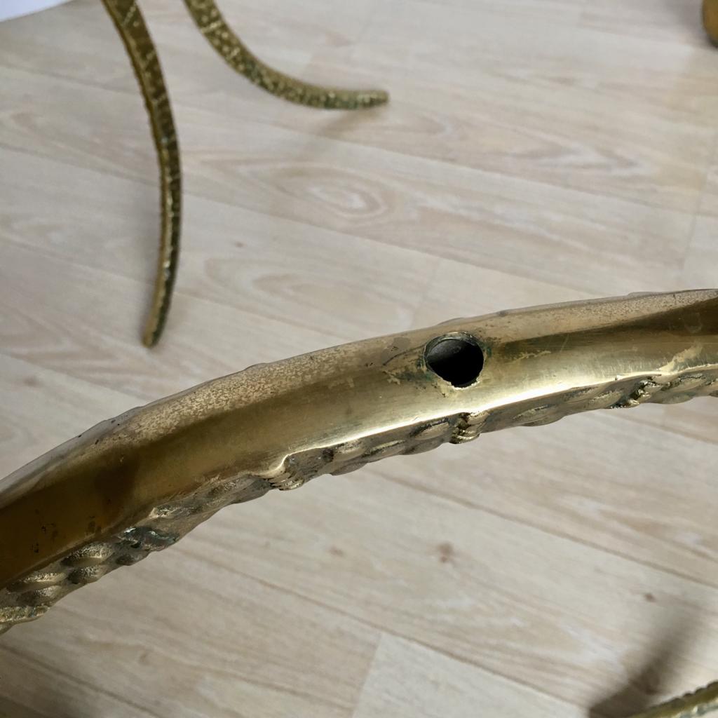 Vintage Brass Ram or Ibex Heads Coffee Table Base in the Alain Chervet Style For Sale 4