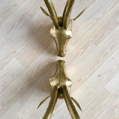 Vintage Brass Ram or Ibex Heads Coffee Table Base in the Alain Chervet Style