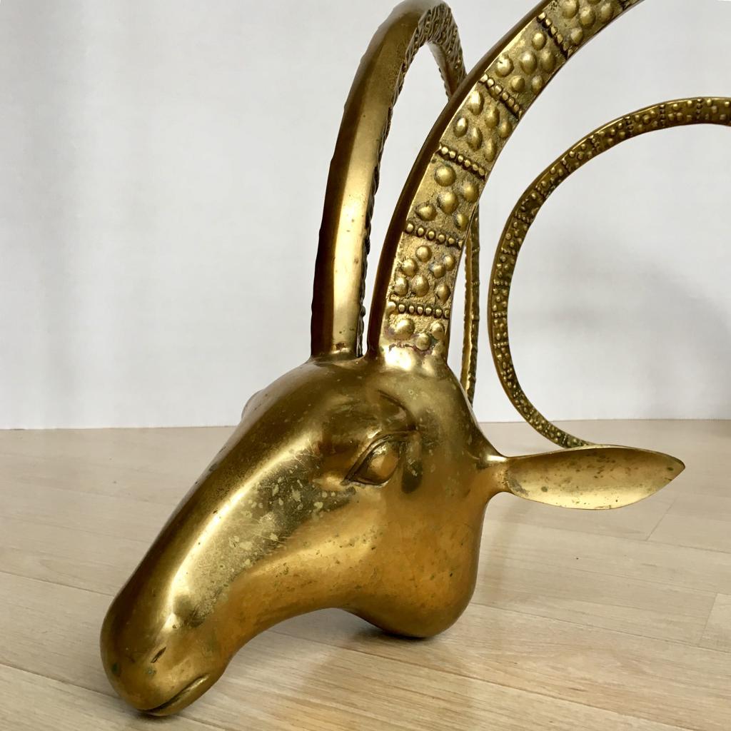 Vintage Brass Ram or Ibex Heads Coffee Table Base in the Alain Chervet Style im Angebot 1