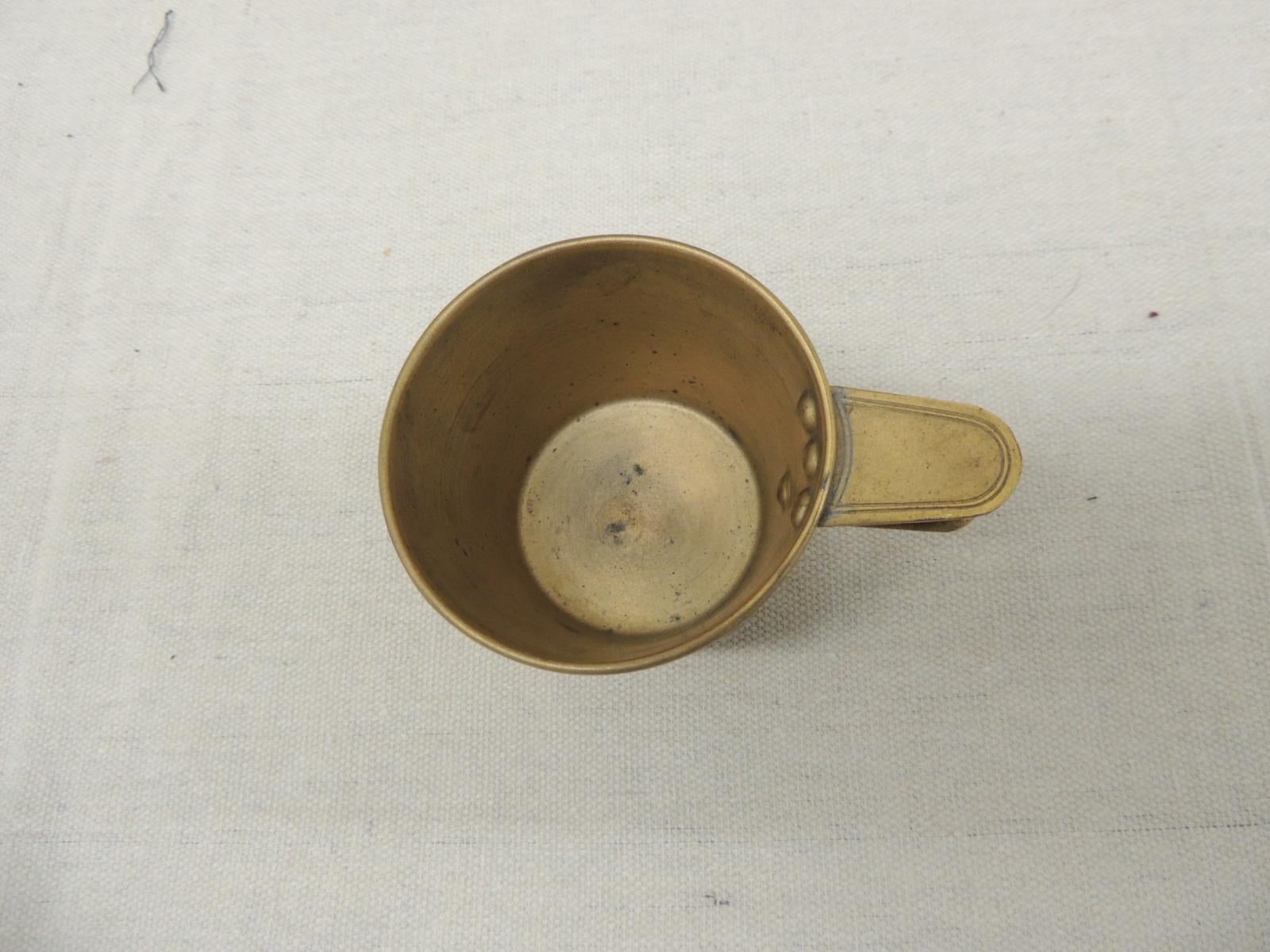 Mid-20th Century Vintage Brass Repoussé Wine Tasting Cup For Sale