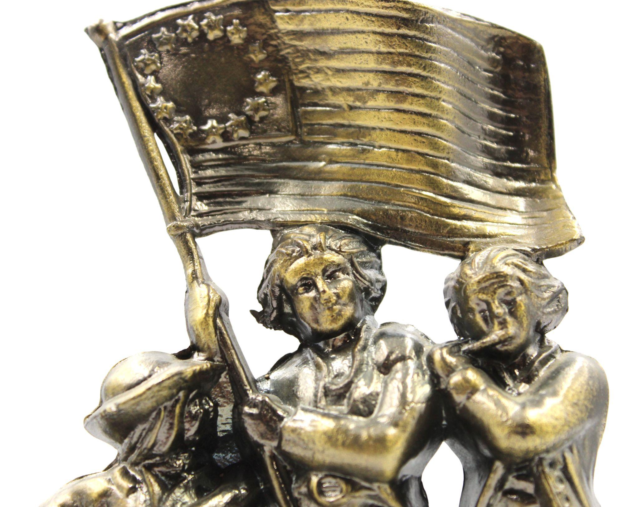 Late 20th Century Vintage Brass Revolutionary War Soldiers Bookends by S.C.C., 1974