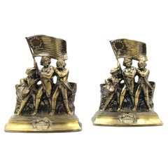 Vintage Brass Revolutionary War Soldiers Bookends by S.C.C., 1974