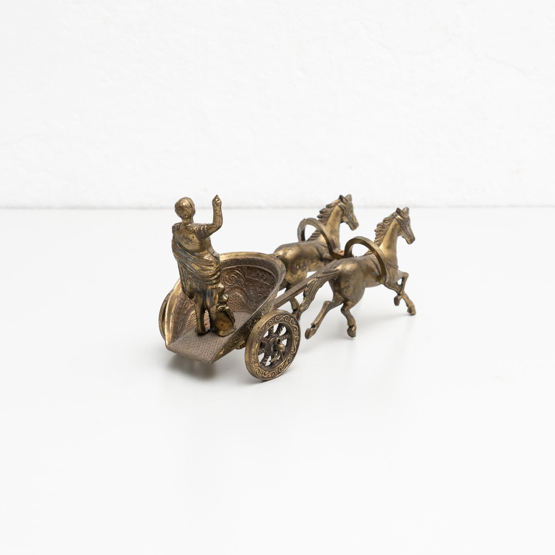 Mid-Century Modern Vintage Brass Roman Chariot Figure circa 1950 For Sale