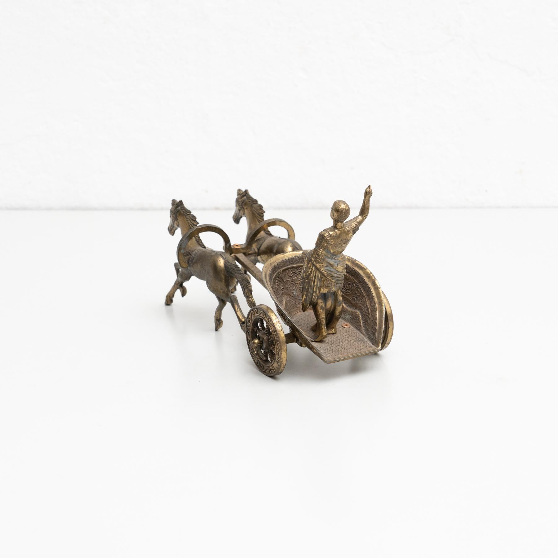 Vintage Brass Roman Chariot Figure circa 1950 In Good Condition For Sale In Barcelona, Barcelona