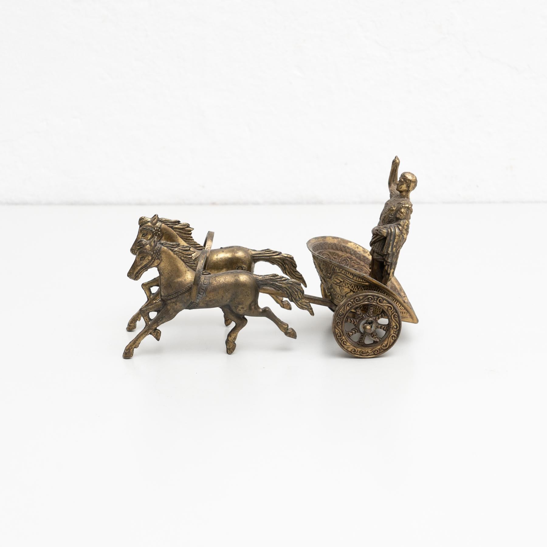 Mid-20th Century Vintage Brass Roman Chariot Figure circa 1950 For Sale