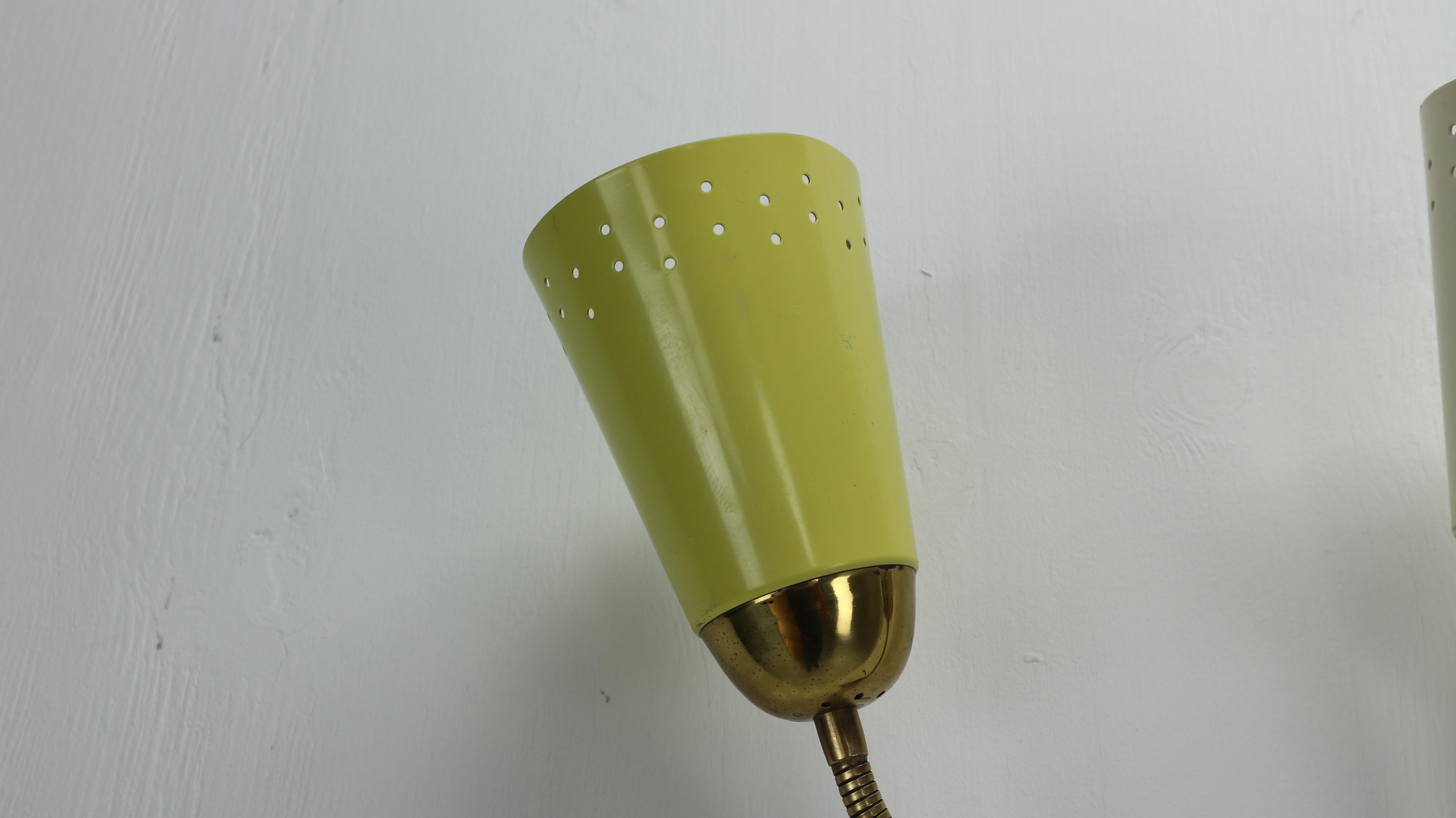 Vintage Brass Rotatable and Perforated Wall Lamp, France- 1950's  3