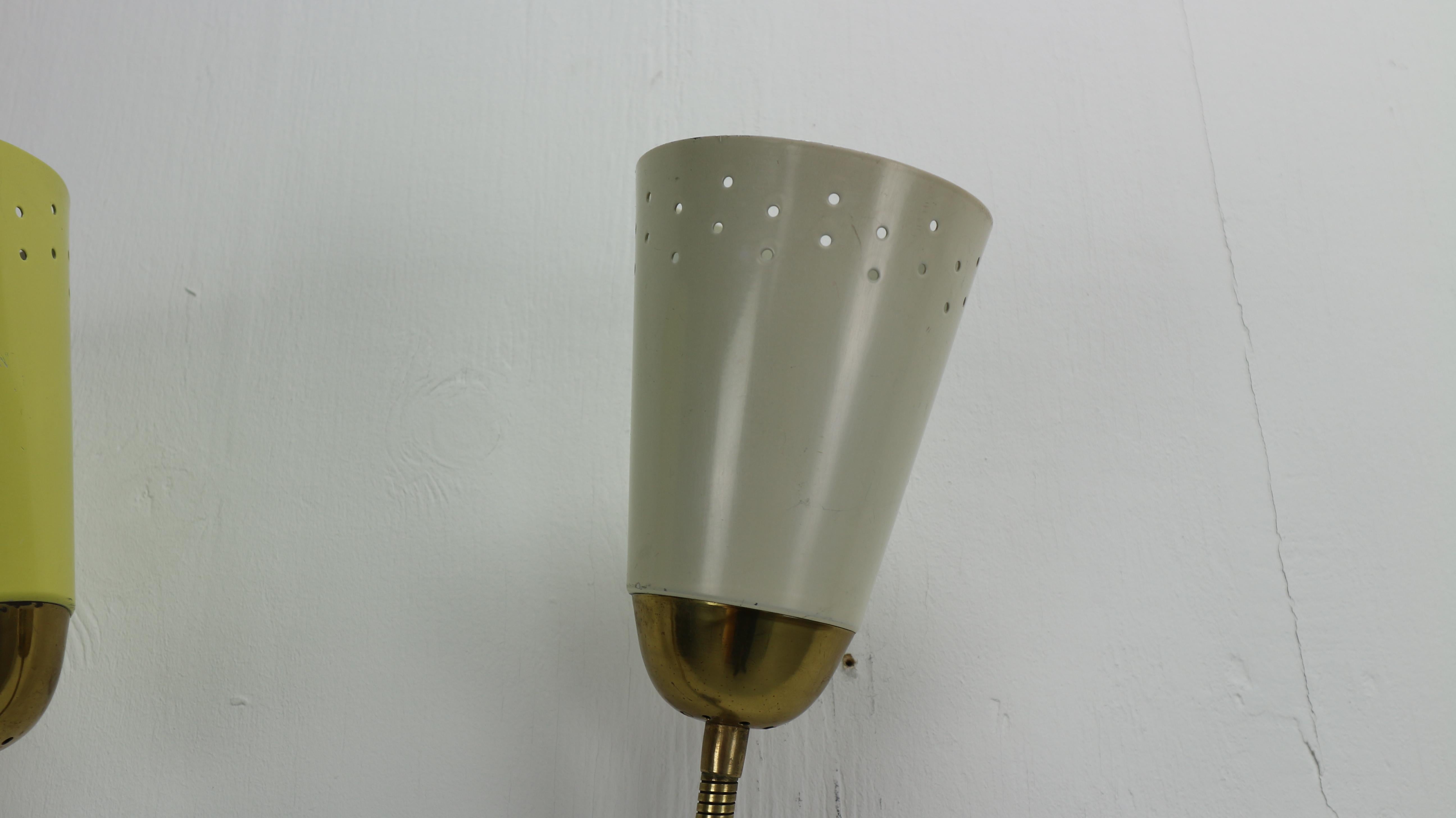 Vintage Brass Rotatable and Perforated Wall Lamp, France- 1950's  4