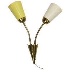 Vintage Brass Rotatable and Perforated Wall Lamp, France- 1950
s