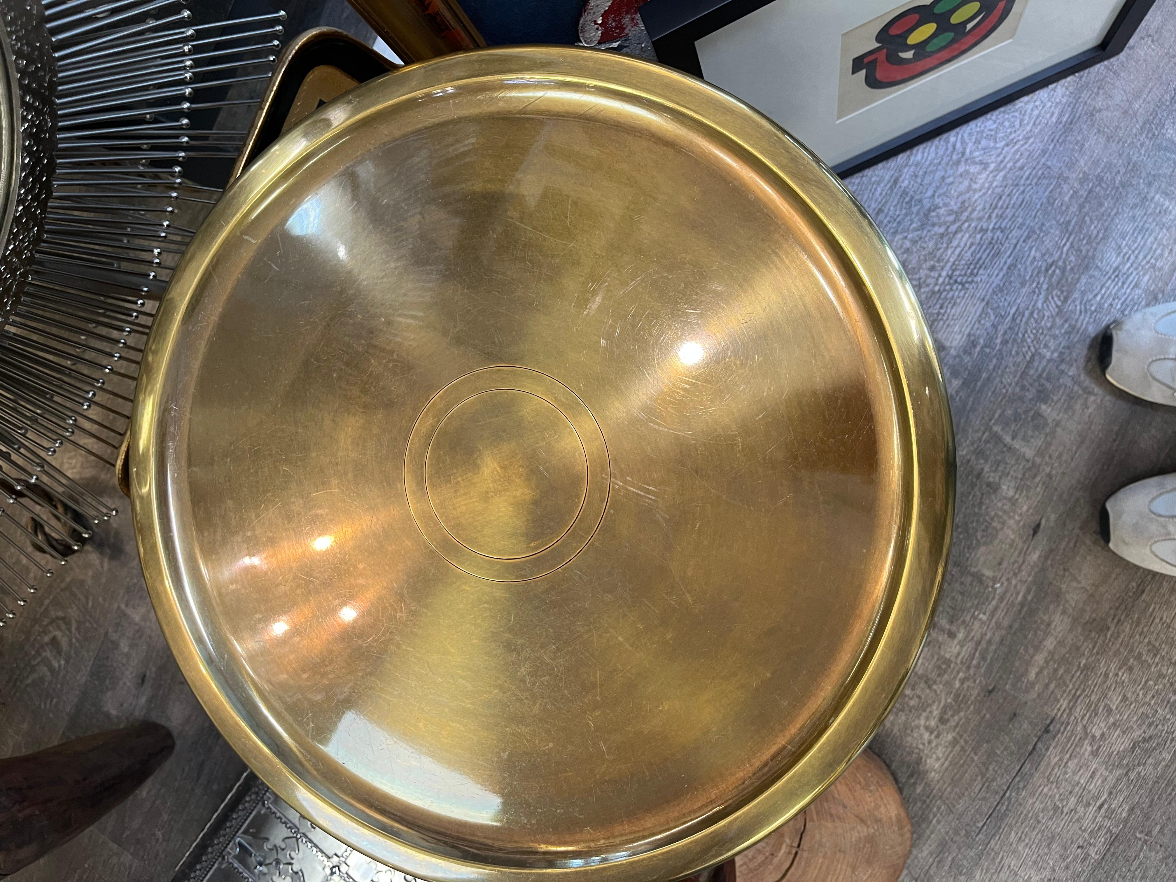 Mid-Century Modern Vintage brass round low end table by Mastercraft For Sale