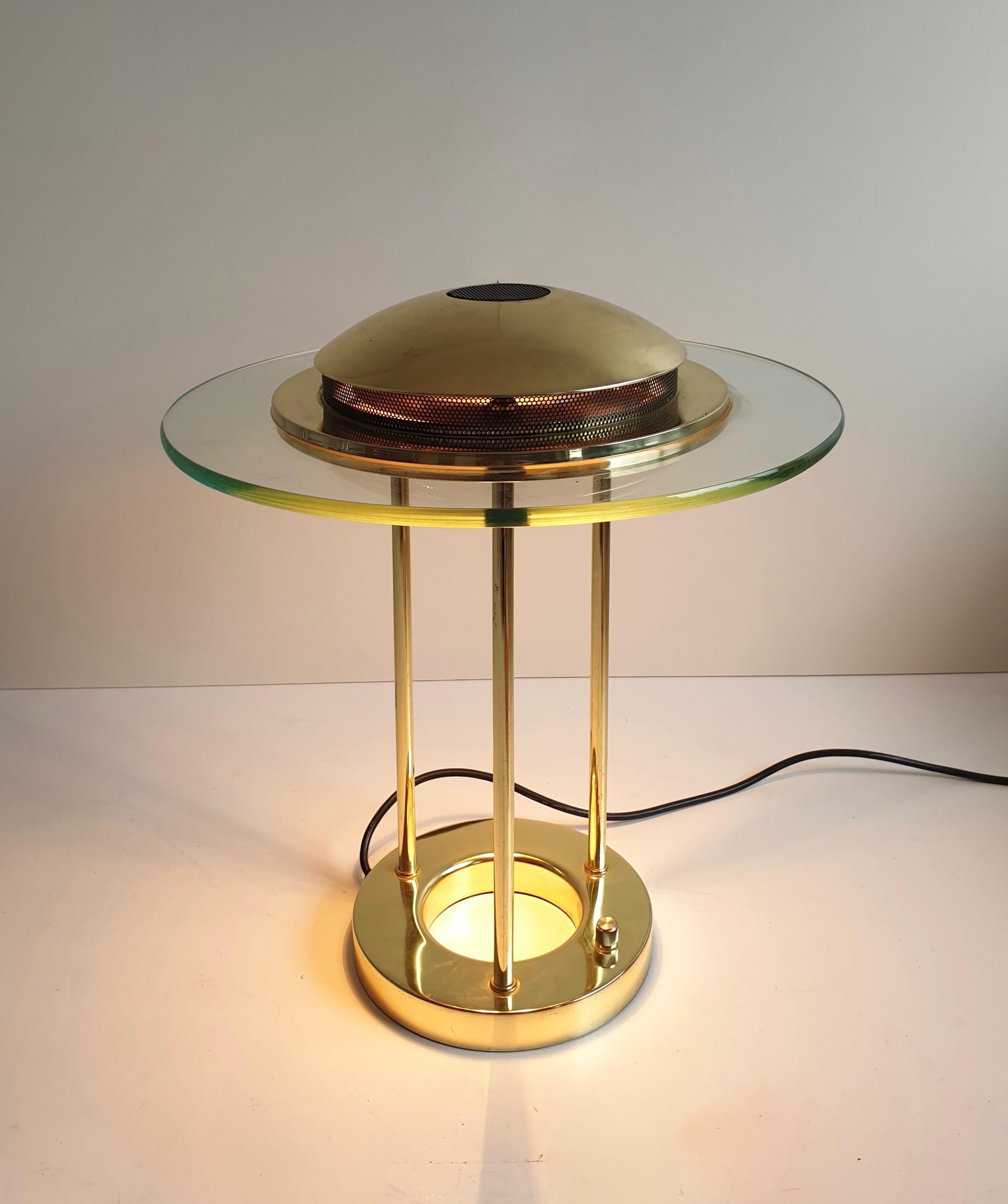 North American Vintage Brass 'Saturn' Desk Lamp by R. Sonneman for George Kovacs, circa 1980 For Sale