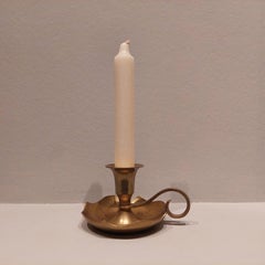 Vintage Brass Scalloped Chamberstick candle holder candlestick, 1940s