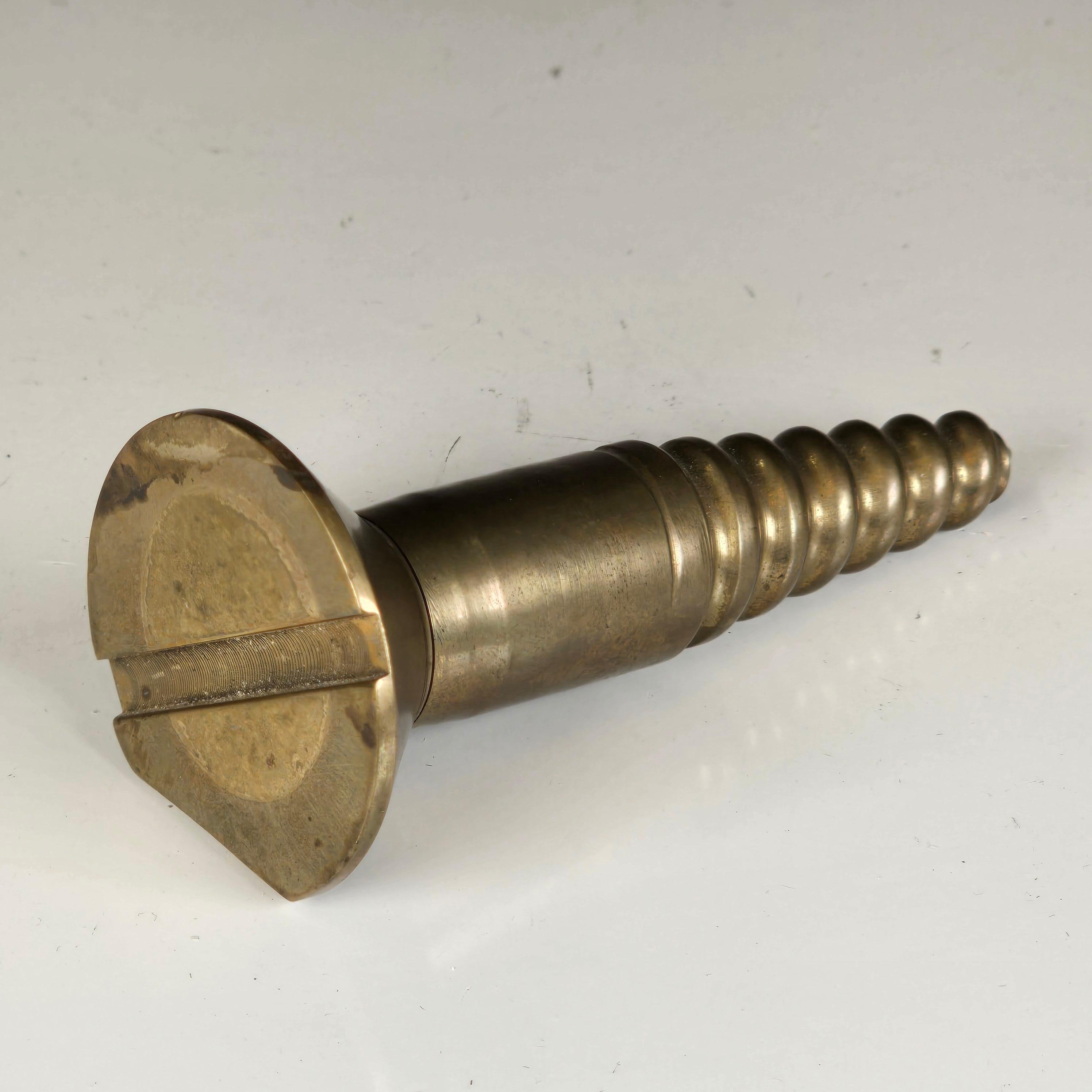 Mid-Century Modern Vintage Brass Screw Paperweight For Sale