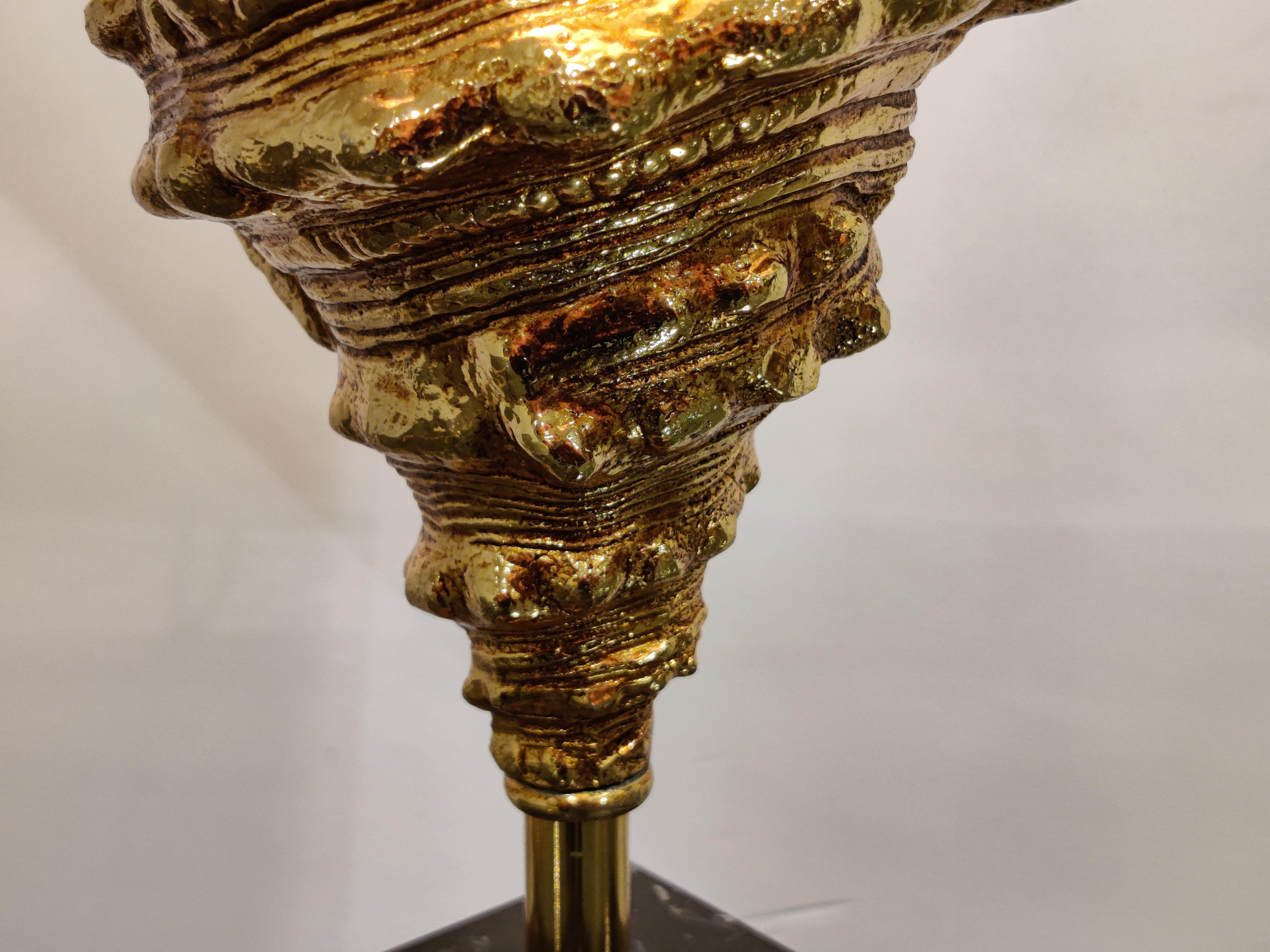 Vintage Brass Sea Shell Table Lamp, 1970's 6