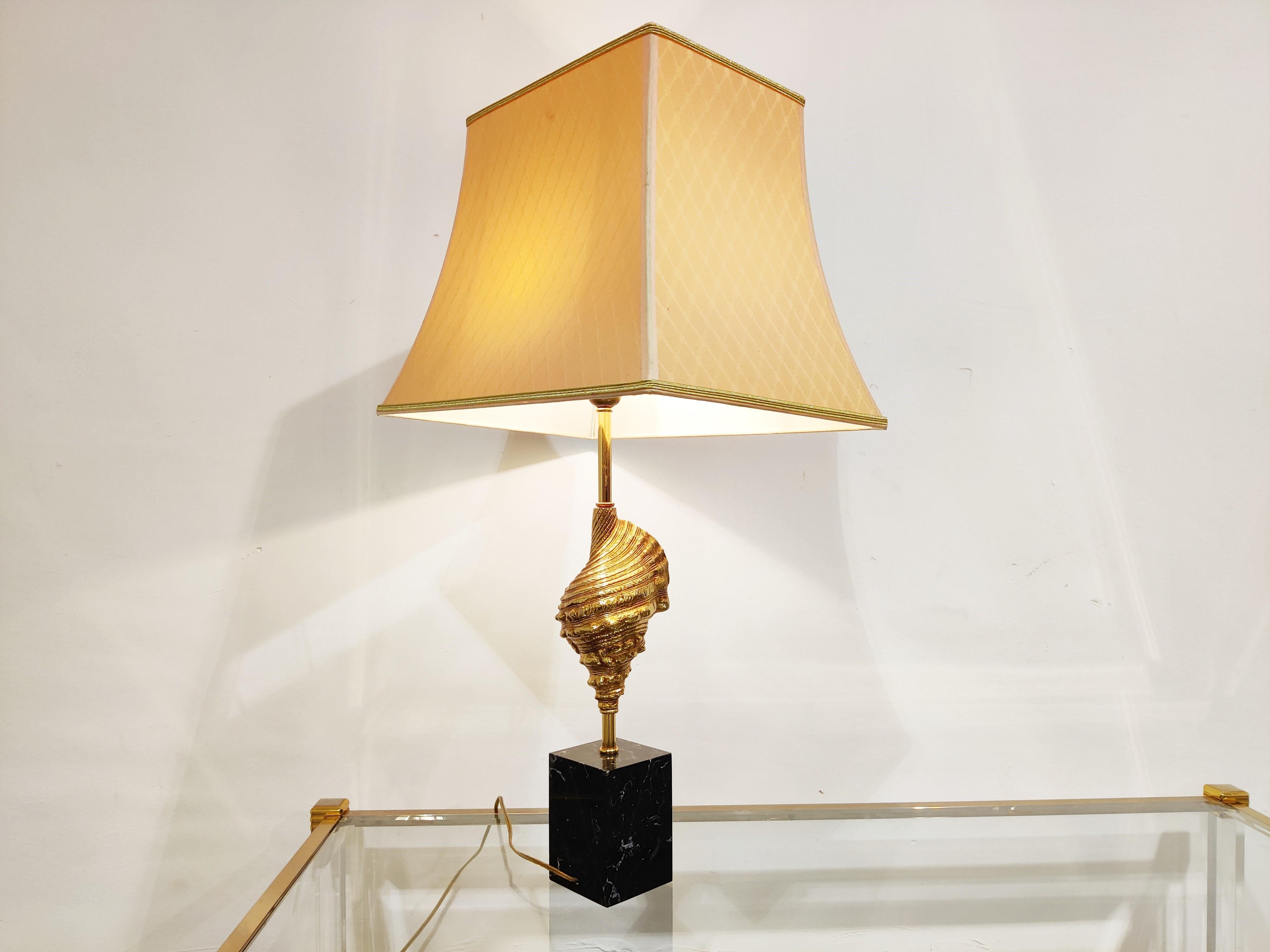 Vintage Brass Sea Shell Table Lamp, 1970's 1