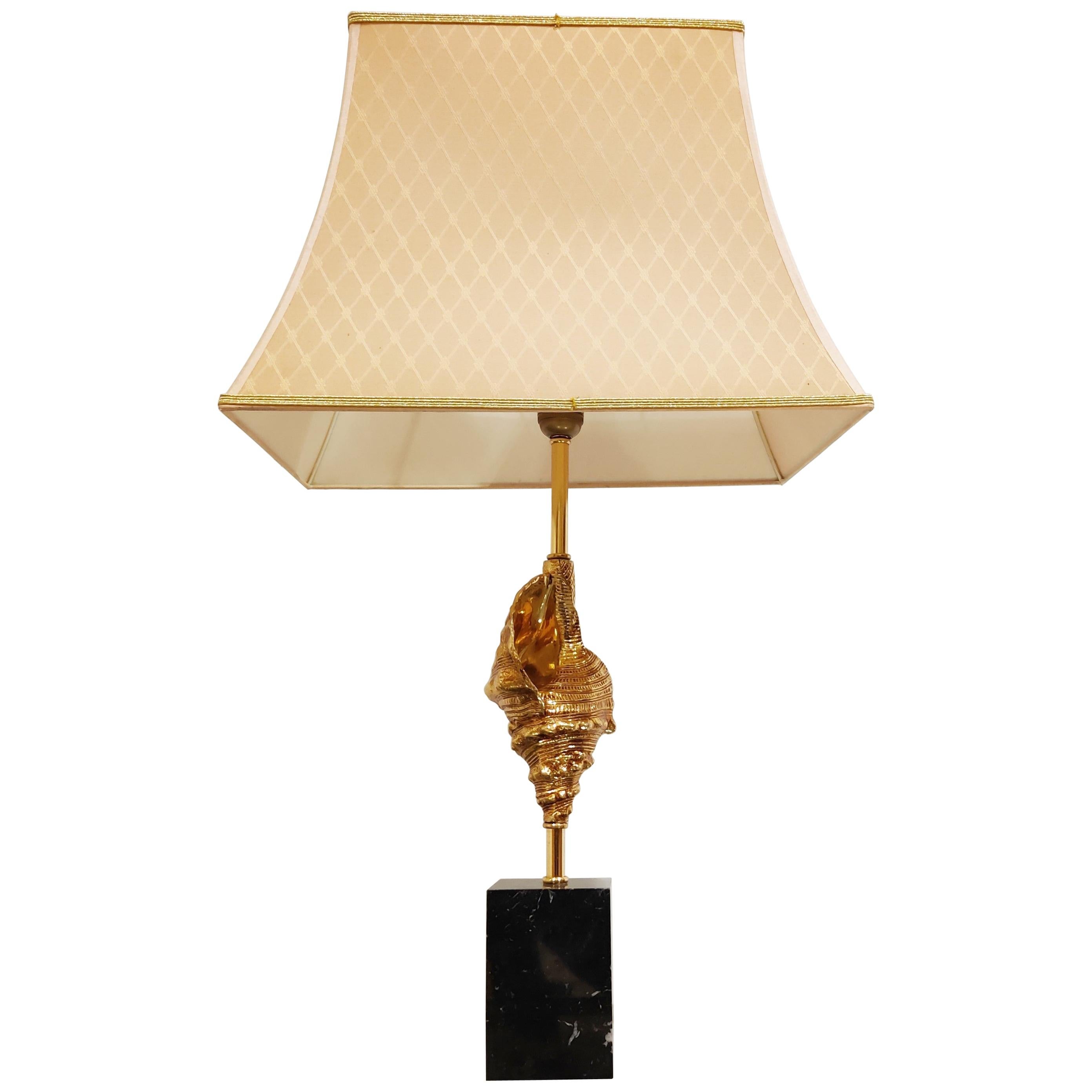 Vintage Brass Sea Shell Table Lamp, 1970's