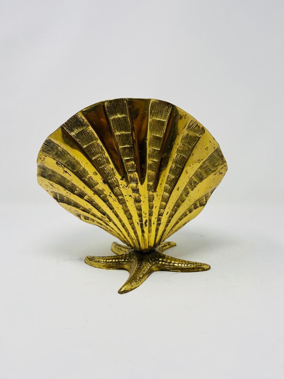 Hollywood Regency Vintage Brass Seashell Cachepot Jardinière Plant Holder For Sale