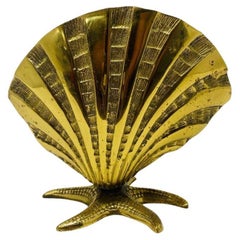 Vintage Brass Seashell Cachepot Jardinière Plant Holder