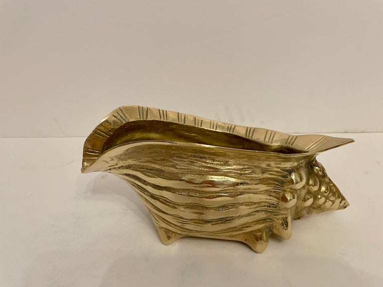 Large Vintage Brass Conch Seashell Planter For Sale at 1stDibs