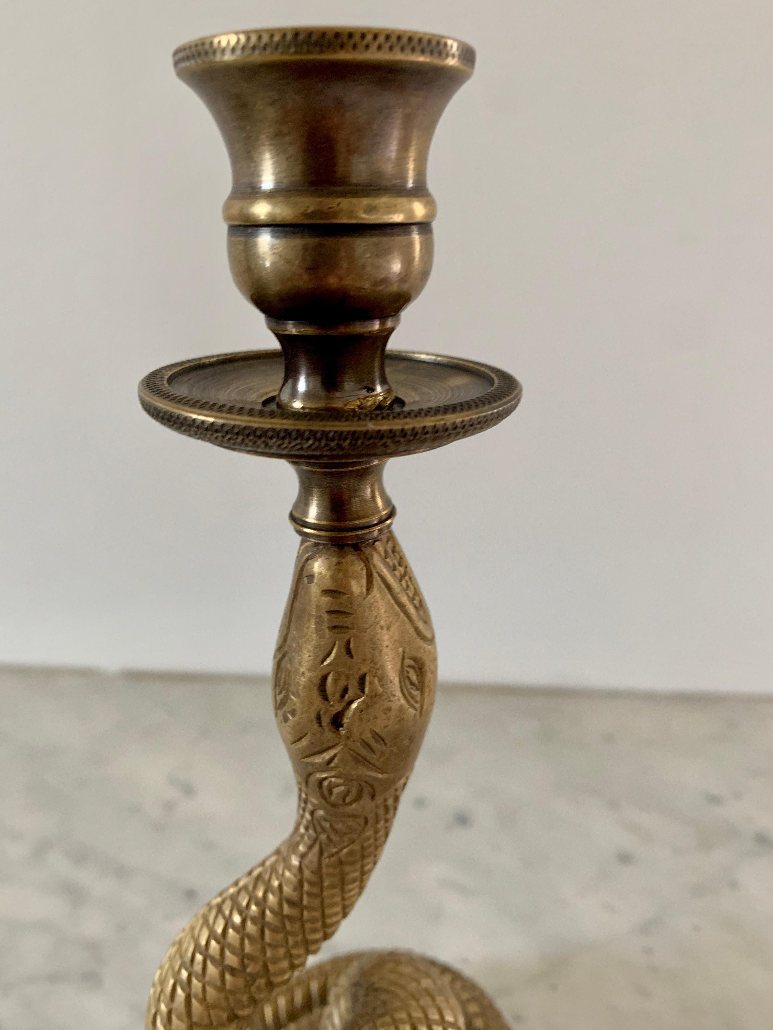 gold snake candle holder
